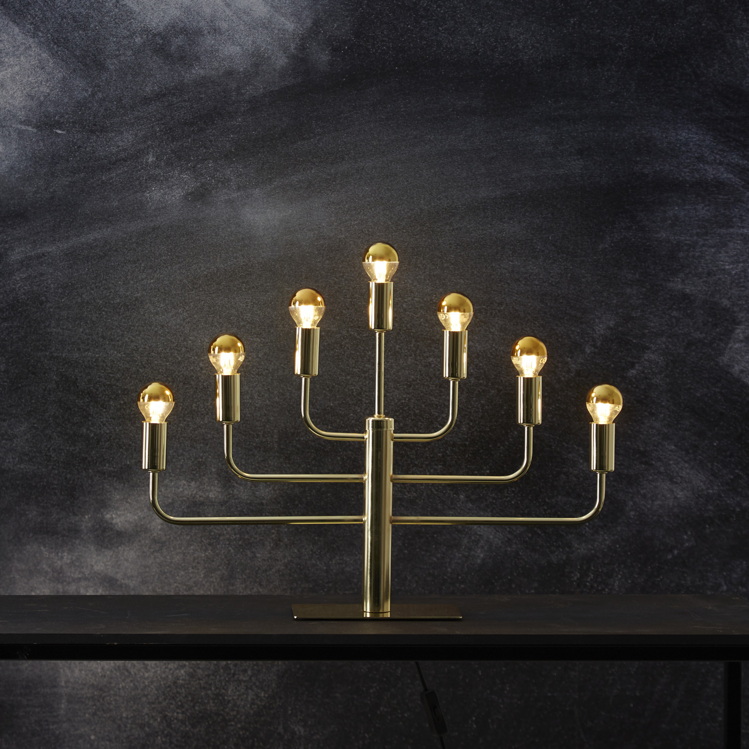 Kerzenleuchter Pix - Tischleuchte - 7-armig - E14 Fassung - H: 40cm, L: 57cm - gold