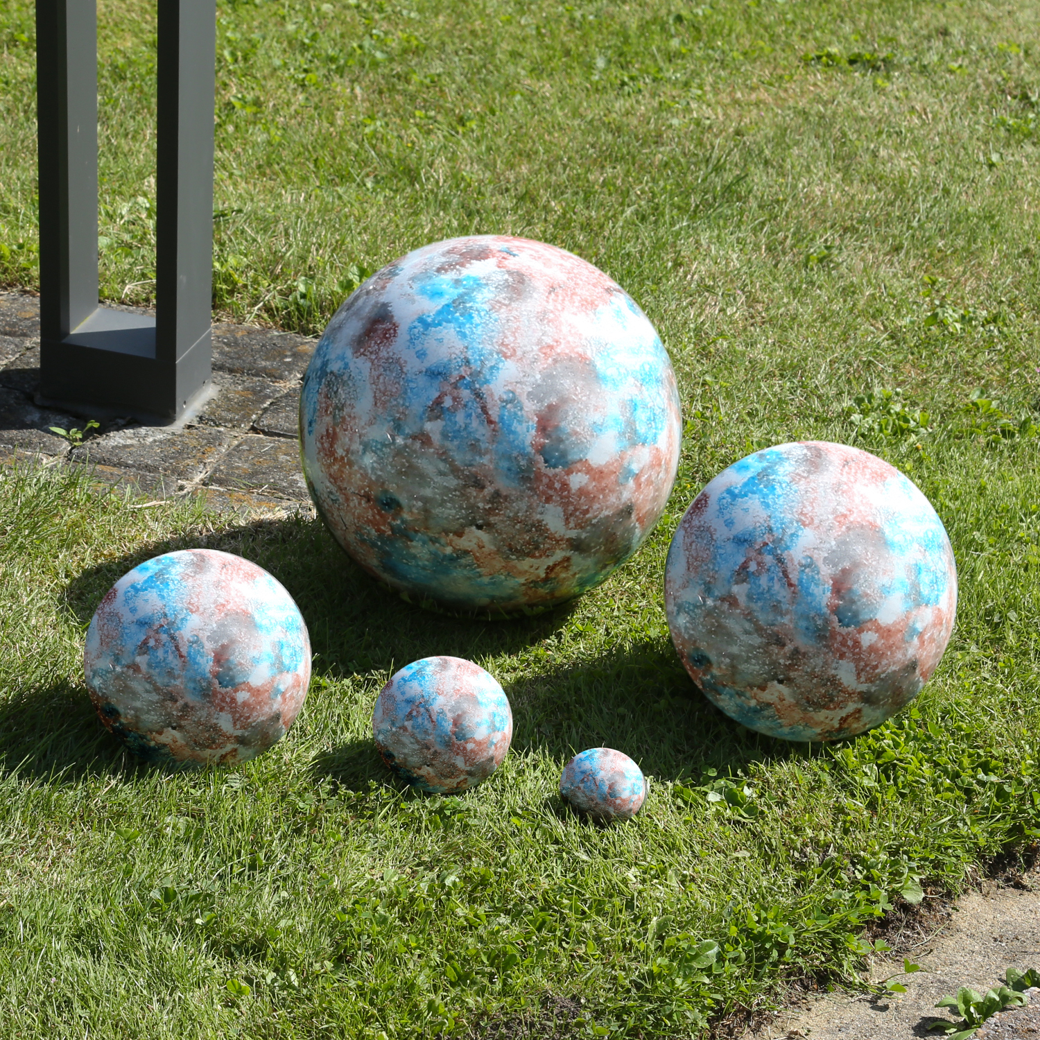Dekokugel - Edelstahl - Marmoroptik - D: 5cm - grau, blau, rot