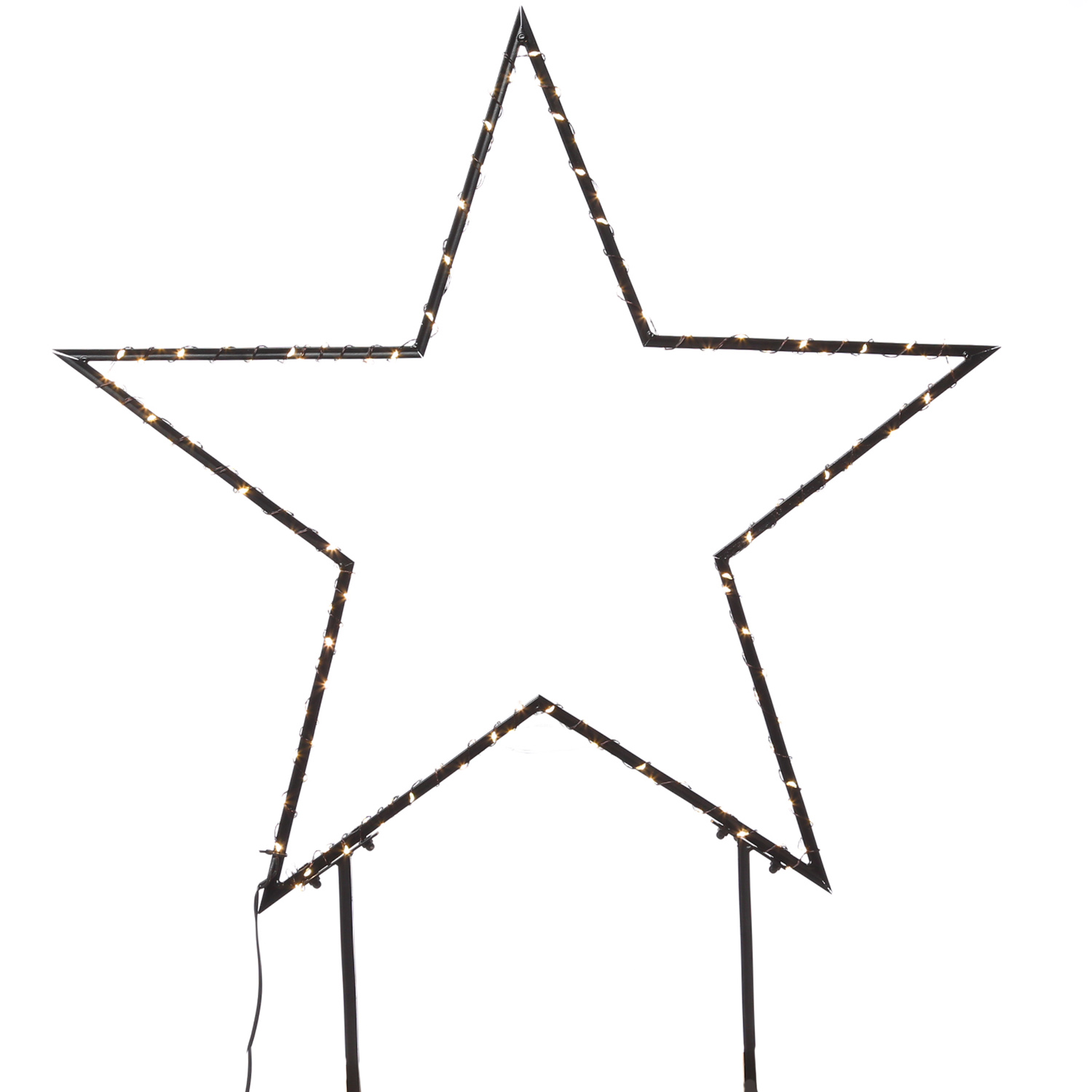 LED Gartenstecker Stern - 150 warmweiße LED - H: 60cm - Trafo - für Außen - schwarz