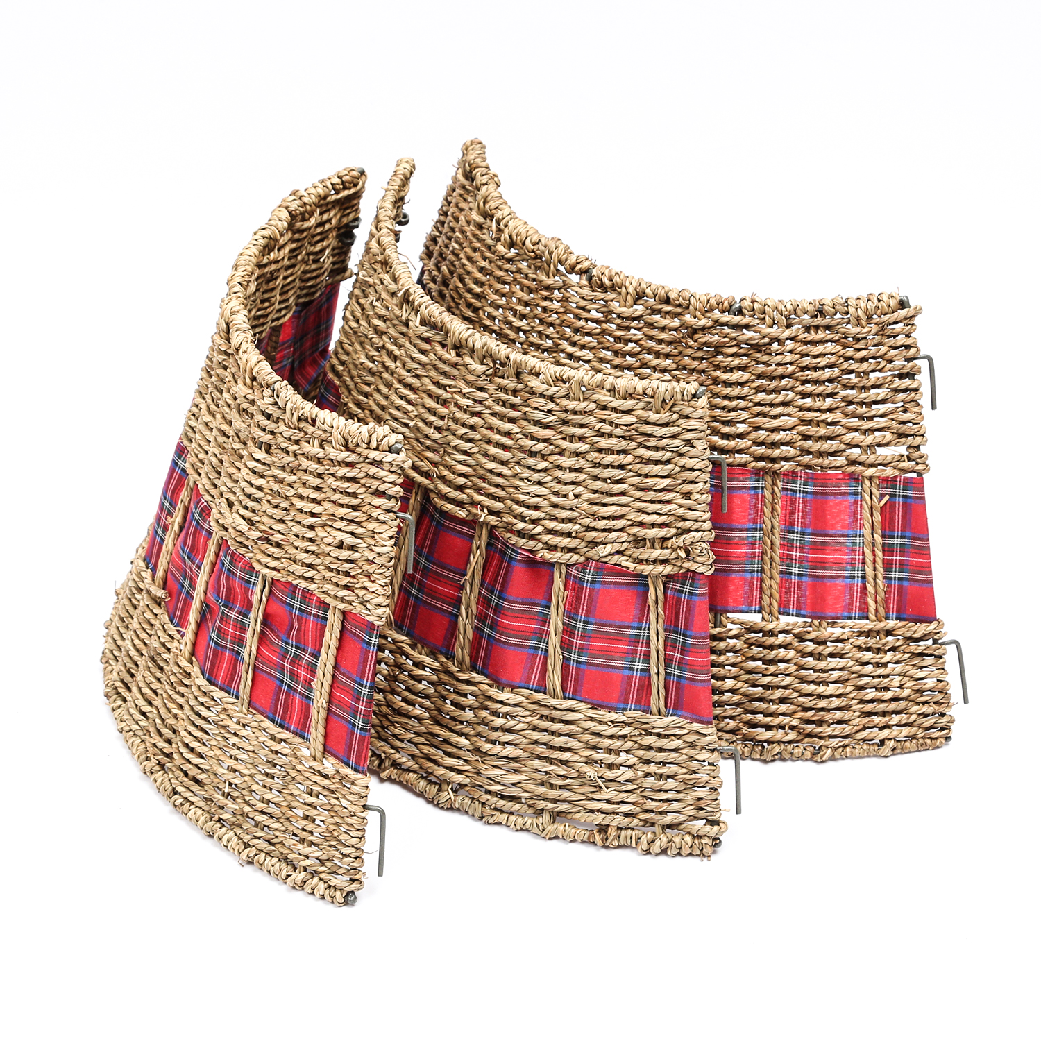 Weihnachtsbaumring - Korb aus Seegras - Verkleidung für Baumständer - D: 70cm - rund - natur, rot
