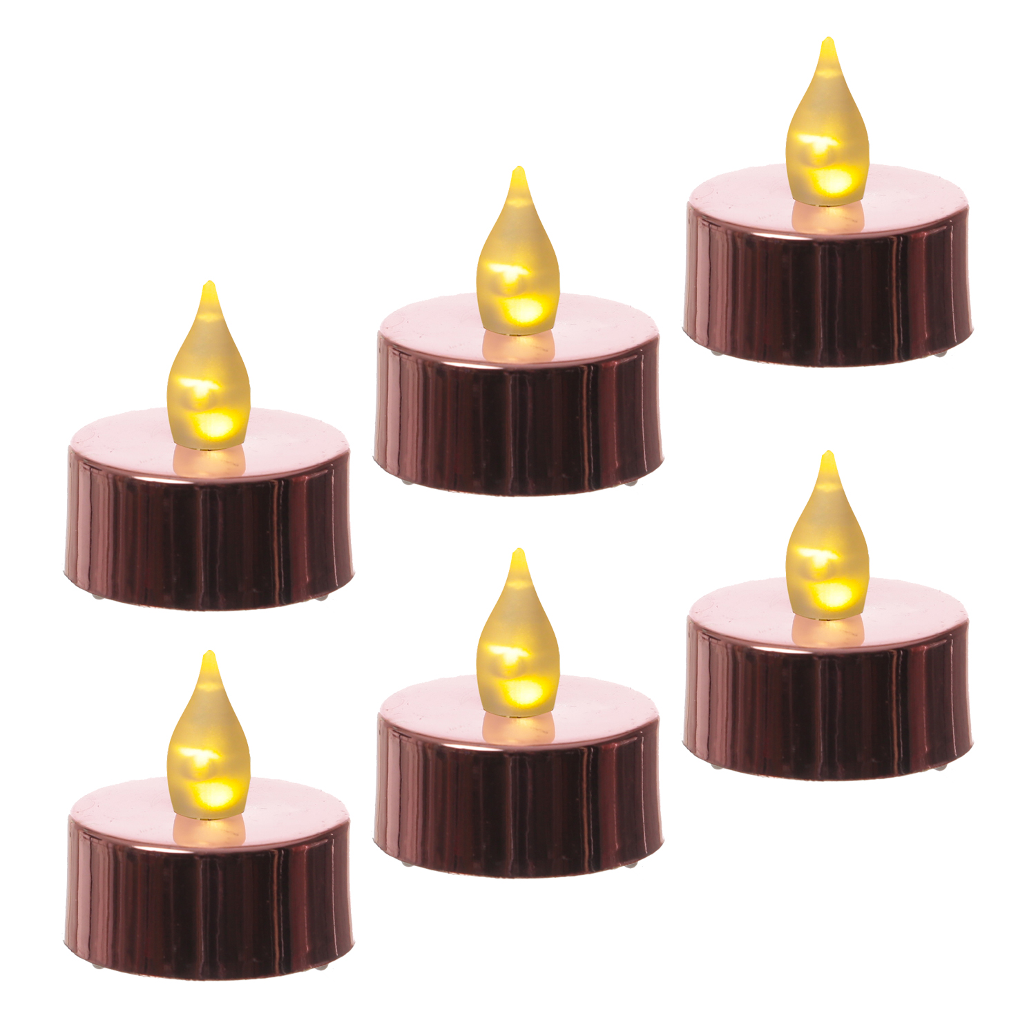 LED Teelicht - warmweiße flackernde Flamme - Batteriebetrieb - D: 3,8cm - rot - 6er Set