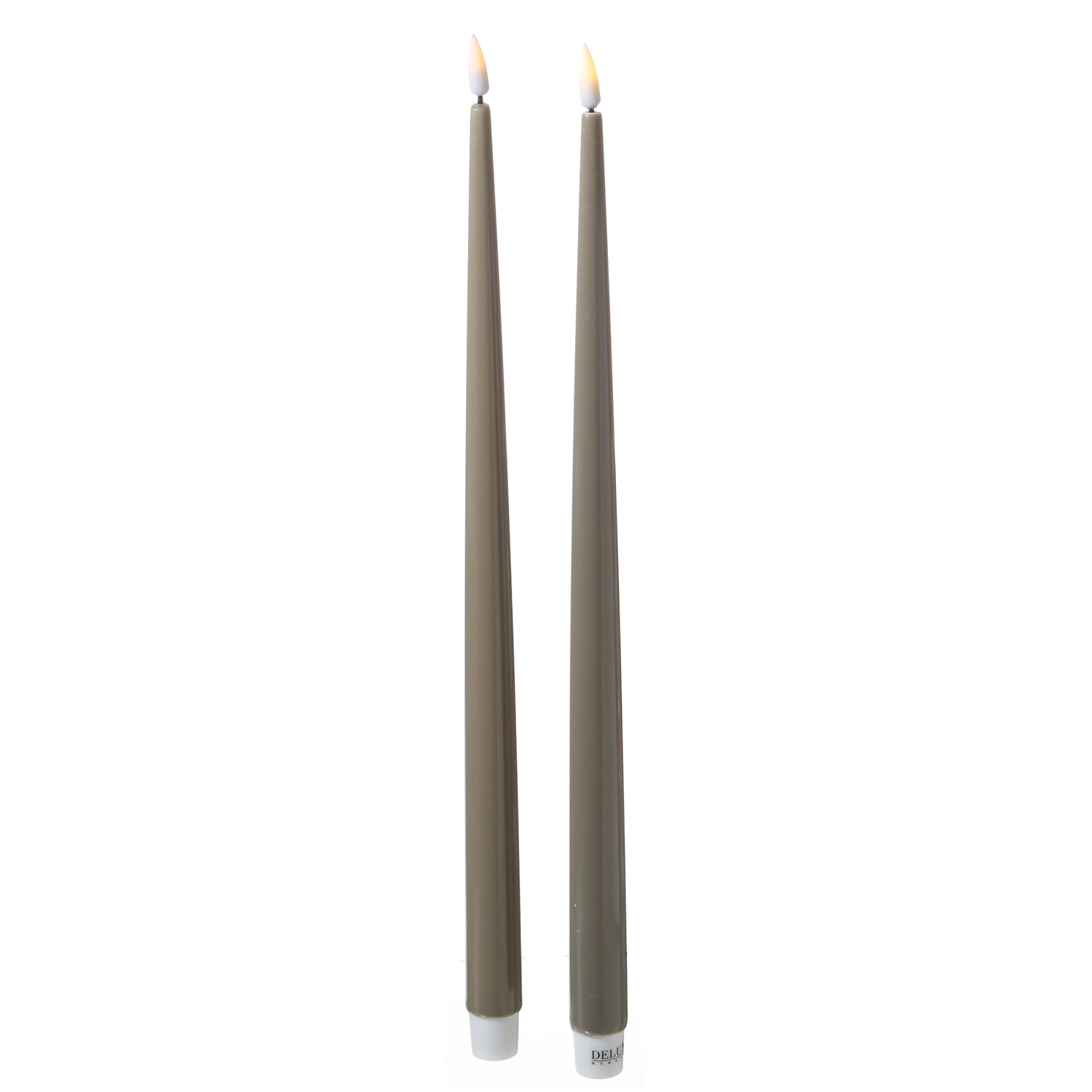 LED Stabkerzen ELLA - Echtwachs - realistische 3D Flamme - H: 38cm - sand/taupe - 2 Stück