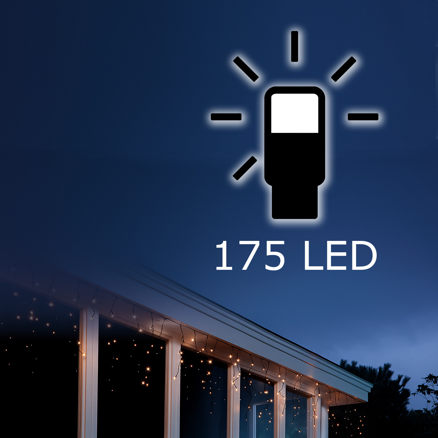 LED Lichtervorhang Eisregen - 175 bernstein LED - L: 7,5m, H: 50cm - Timer - 8 Funkt. -  Innen/Außen