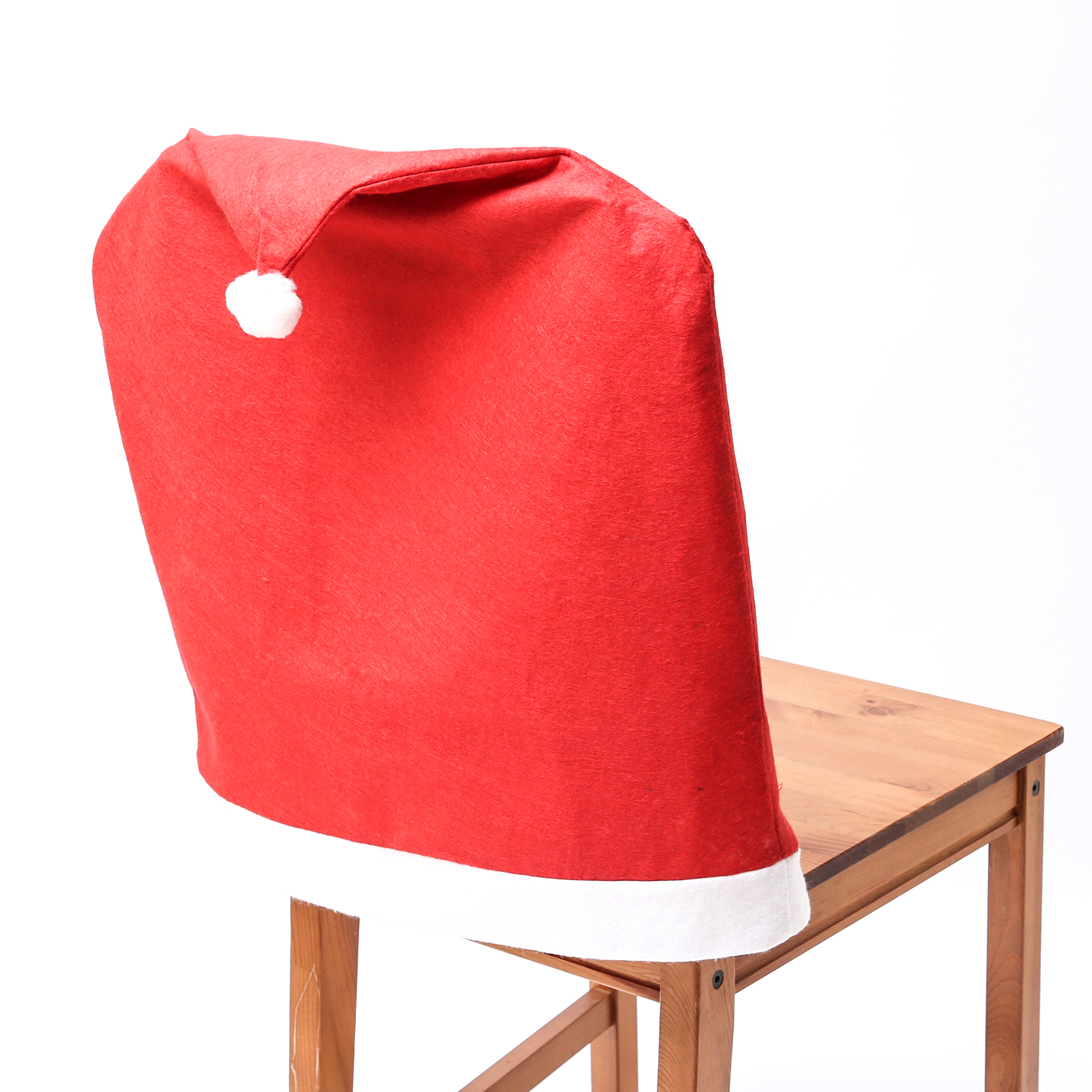 Stuhlhussen 2er Set  SANTA - Stuhlbezug als Weihnachtsmütze - Filz - L: 50cm - H: 60cm - rot