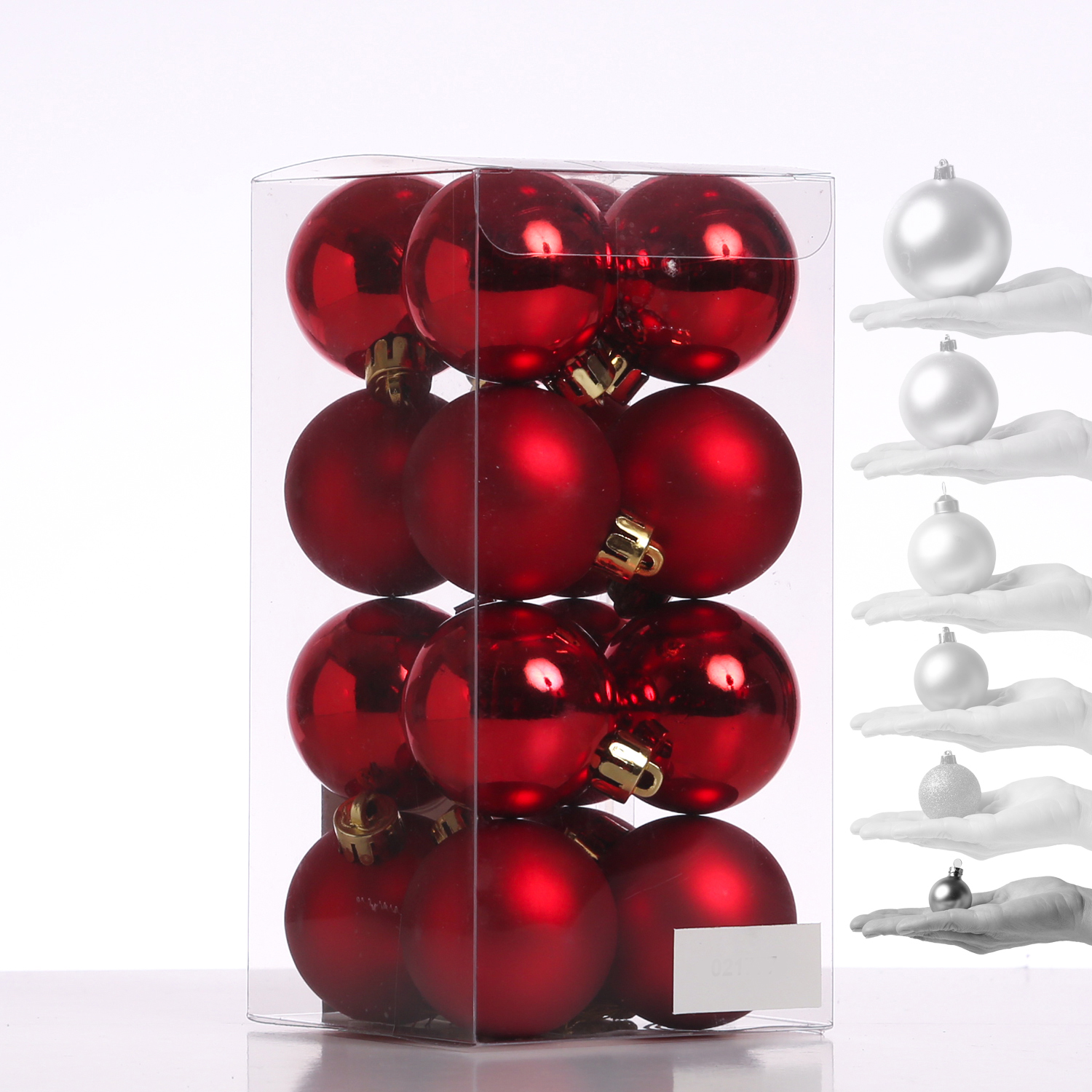 Christbaumkugel - Weihnachtsbaumkugel  - bruchfest - D: 4cm - glänzend und matt - rot - 16er Set