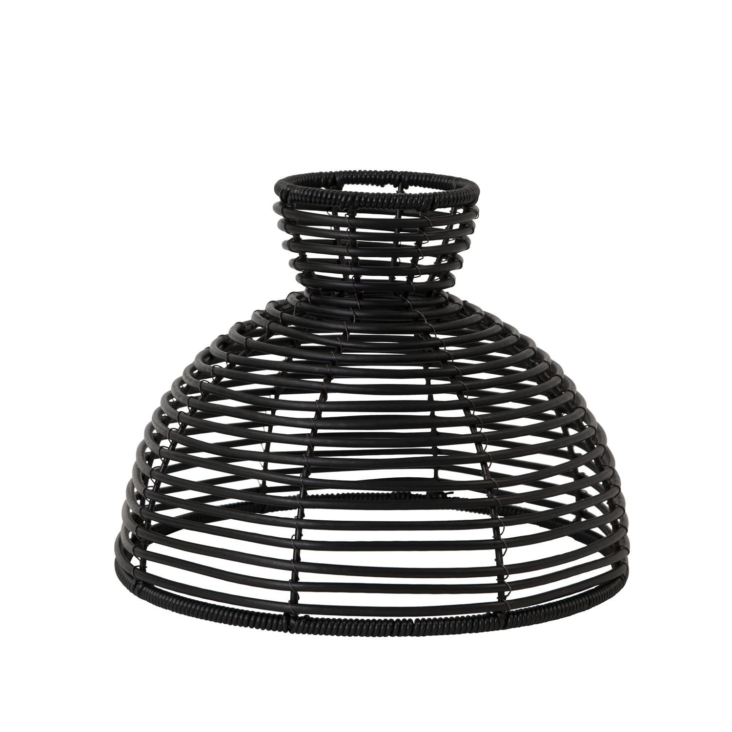 Lampenschirm RUND wetterfest - Rattanoptik - für E27 Fassungen - D: 26cm - H: 20cm - schwarz