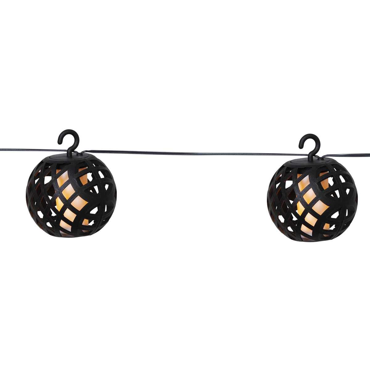 LED Solar Lichterkette Feuerball - 8 Kugeln mit Flammeneffekt - Lichtsensor - L: 2,1m - für Außen