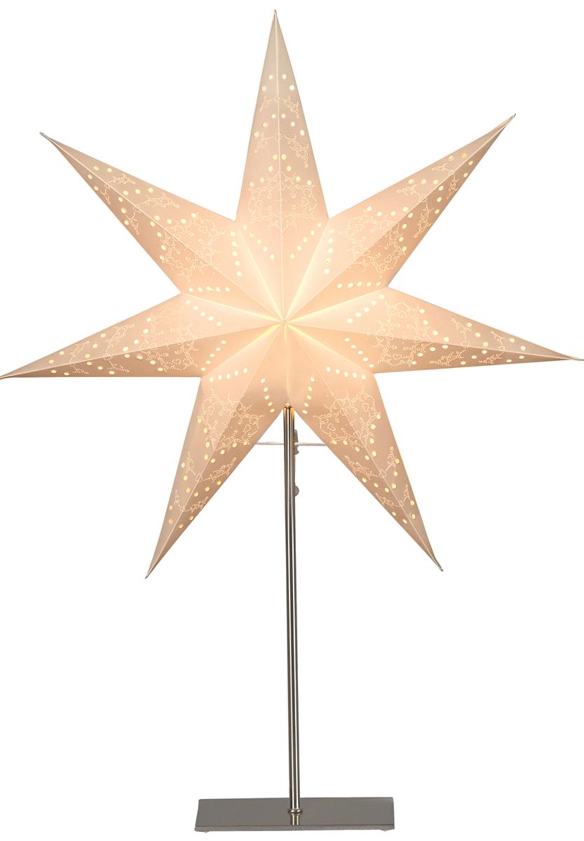 Papierstern Sensy - stehend - 7-zackig - D: 52cm, H: 78cm - inkl. E14 Fassung u. Kabel - weiß