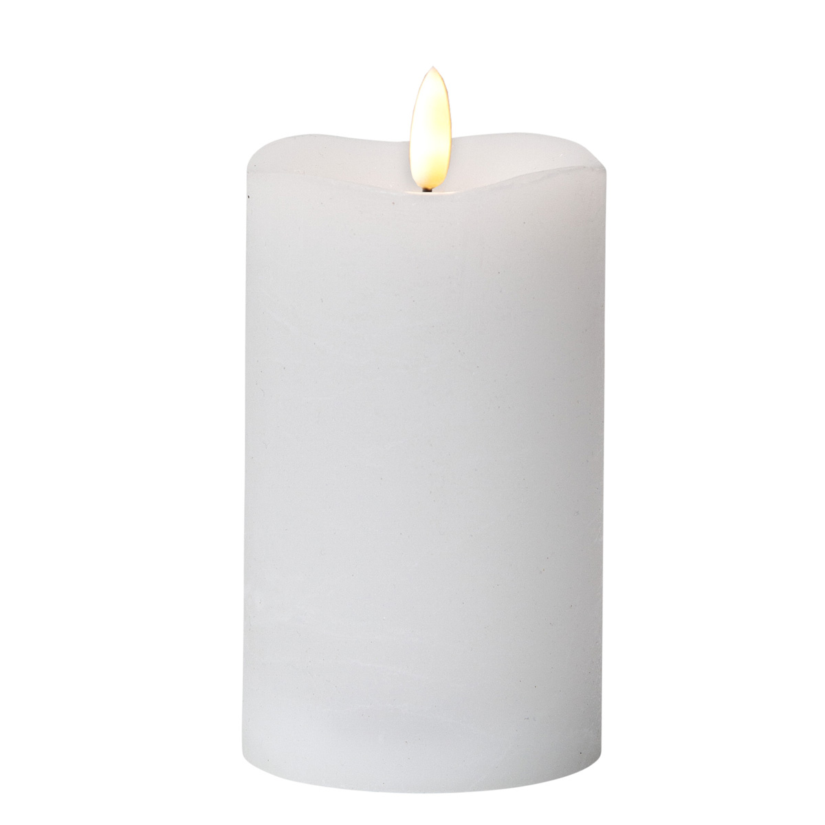 LED Stumpenkerze "Flamme" - Echtwachs - warmweiße Flamme - H: 14cm - Batteriebetrieb - Timer