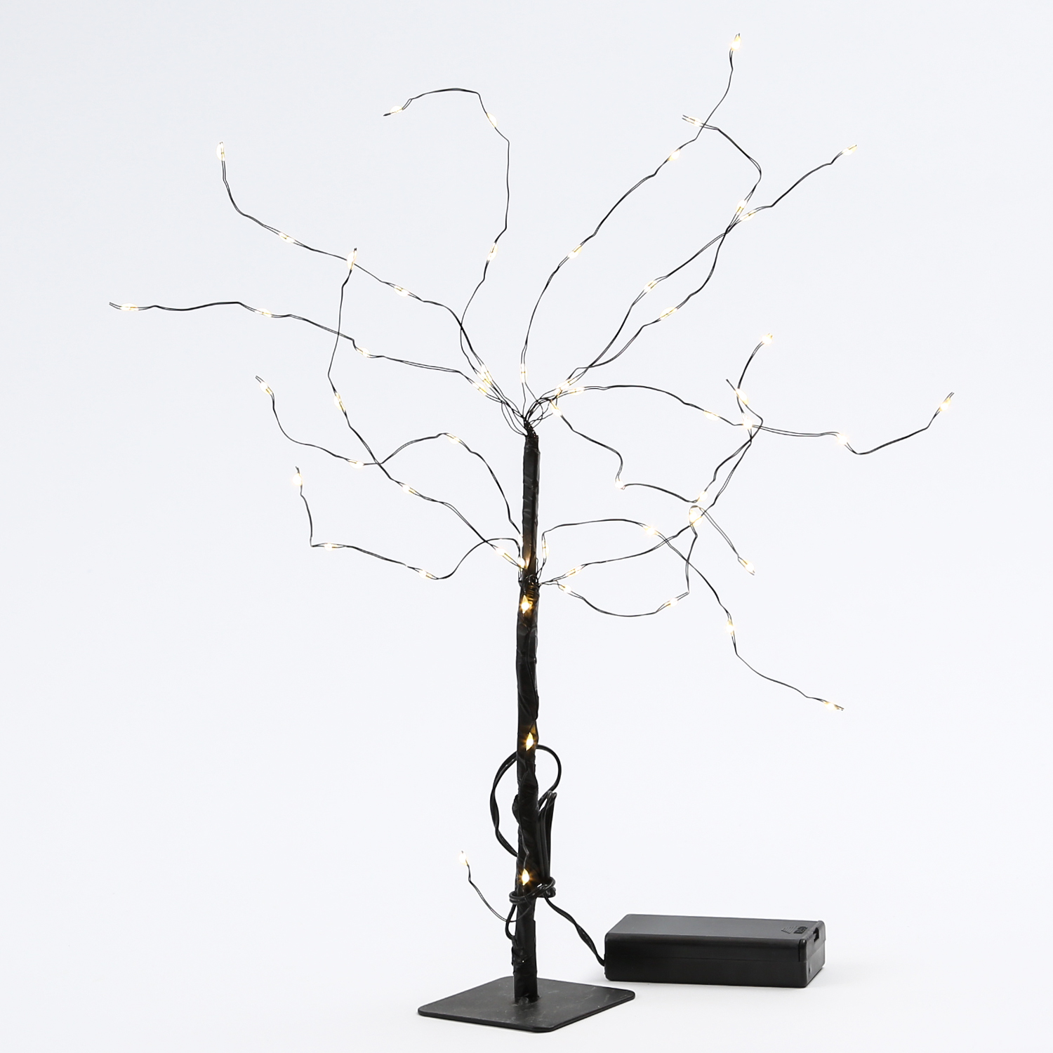 LED Baum Mini - Weidenbaum - Dekoleuchte - 60 warmweiße LED - Batteriebetrieb - schwarz