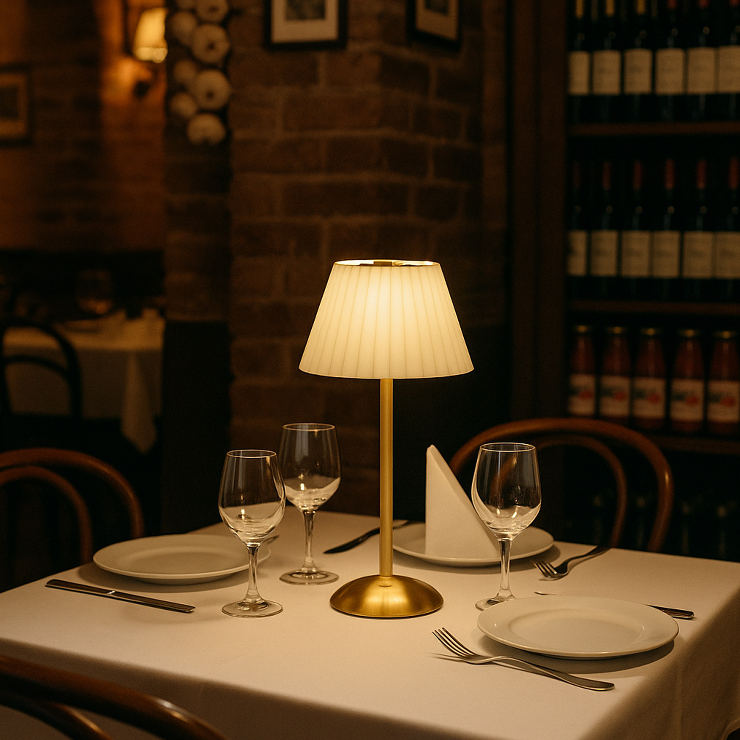 LED Tischlampe GENUA - wiederaufladbar per USB - 3 Lichtfarben - dimmbar - H:30,5cm - creme