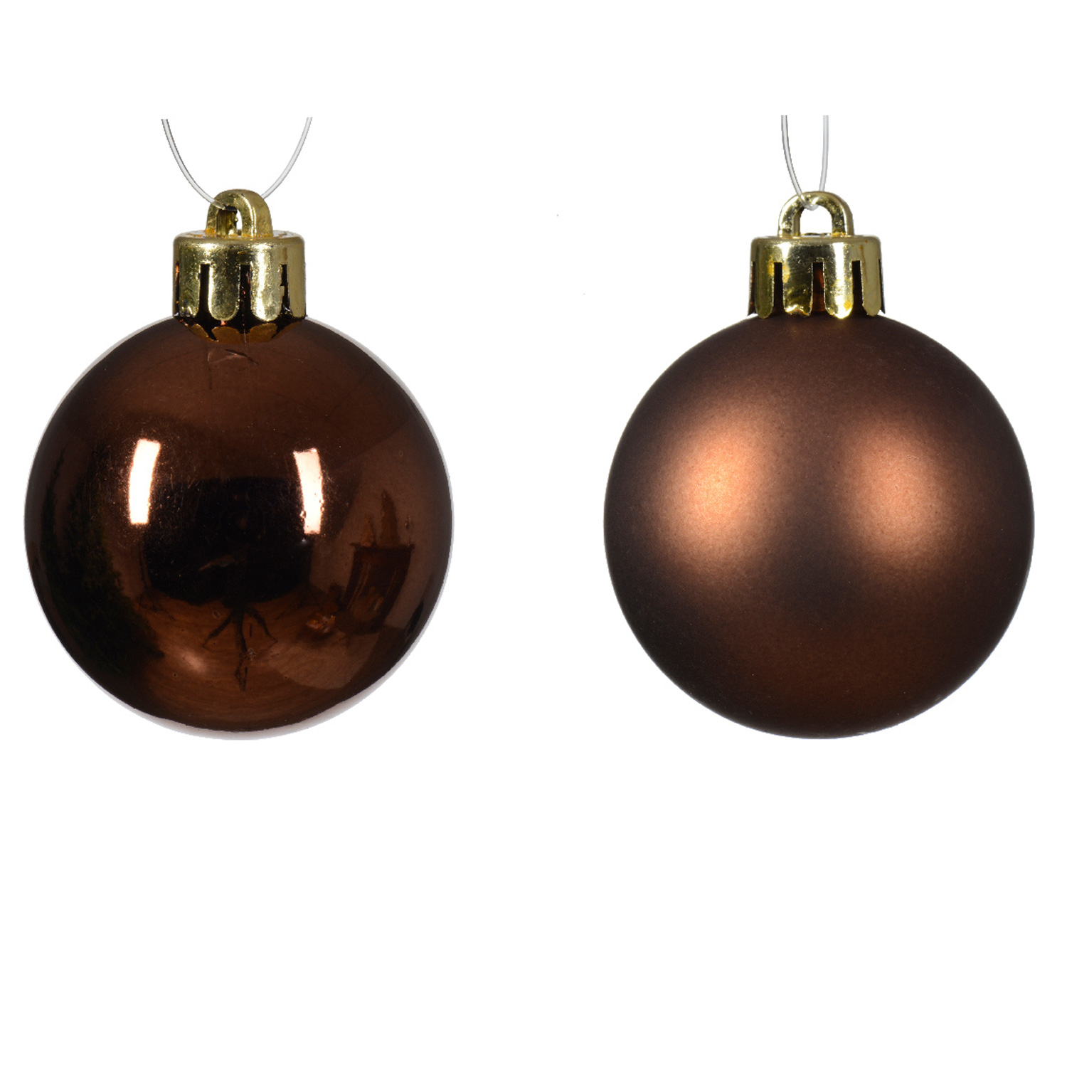 Christbaumkugeln - Weihnachtsbaumkugeln - bruchfest - D: 4cm - glänzend/matt - braun - 16er Set