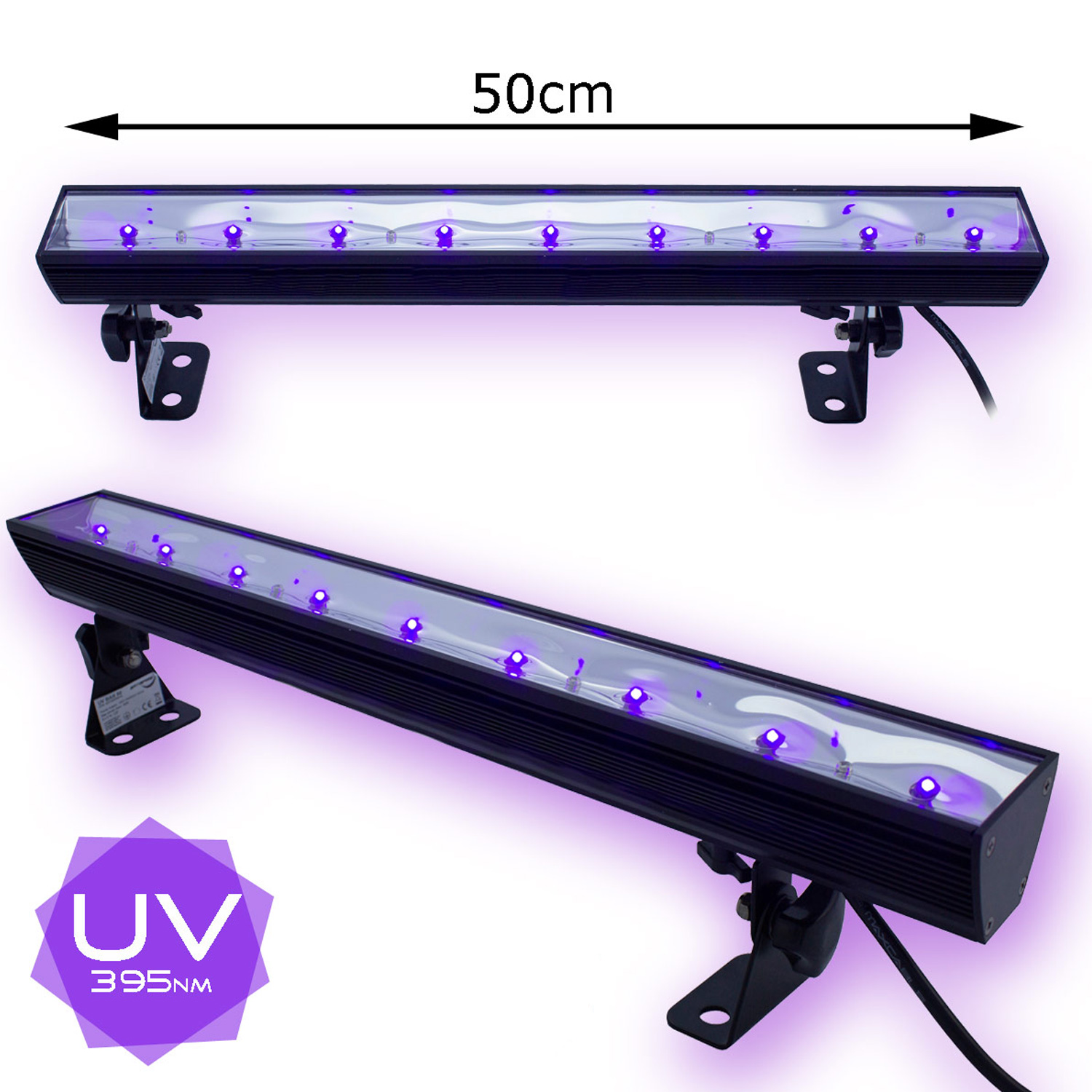 UV50LED BAR 4er Set - 9x3W Schwarzlicht Bar - Metallgehäuse schwenkbar