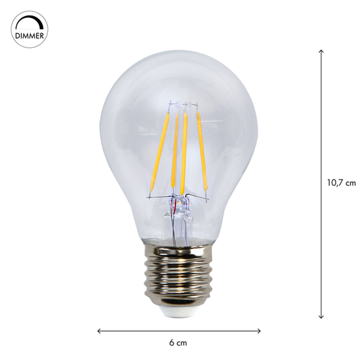10x LED Tropfenlampe FILA A60 dimmbar - E27 - 4W - warmweiss 2700K - 470lm - klar