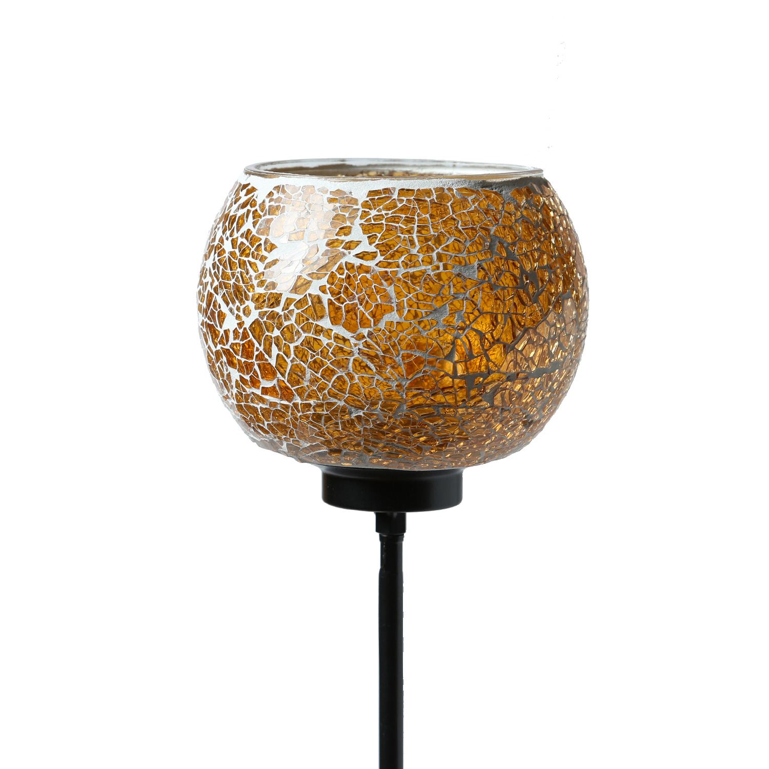 Windlicht Mosaik - Teelichthalter - mit Erdspieß - H: 102cm - D: 12,5cm - orange