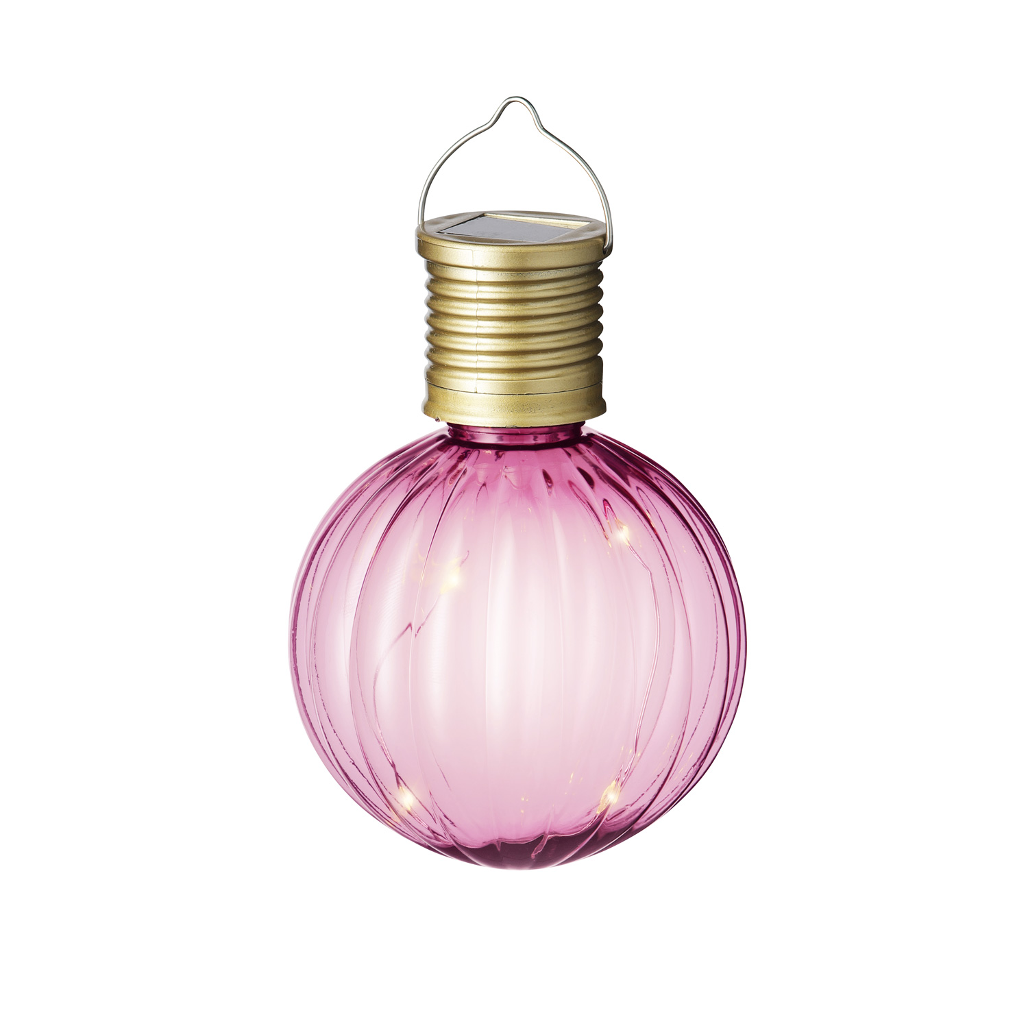 LED Solar Glühbirnen GLOW - Kugelleuchten - wamweiße LED - H: 11cm - Lichtsensor - pink - 4er Set