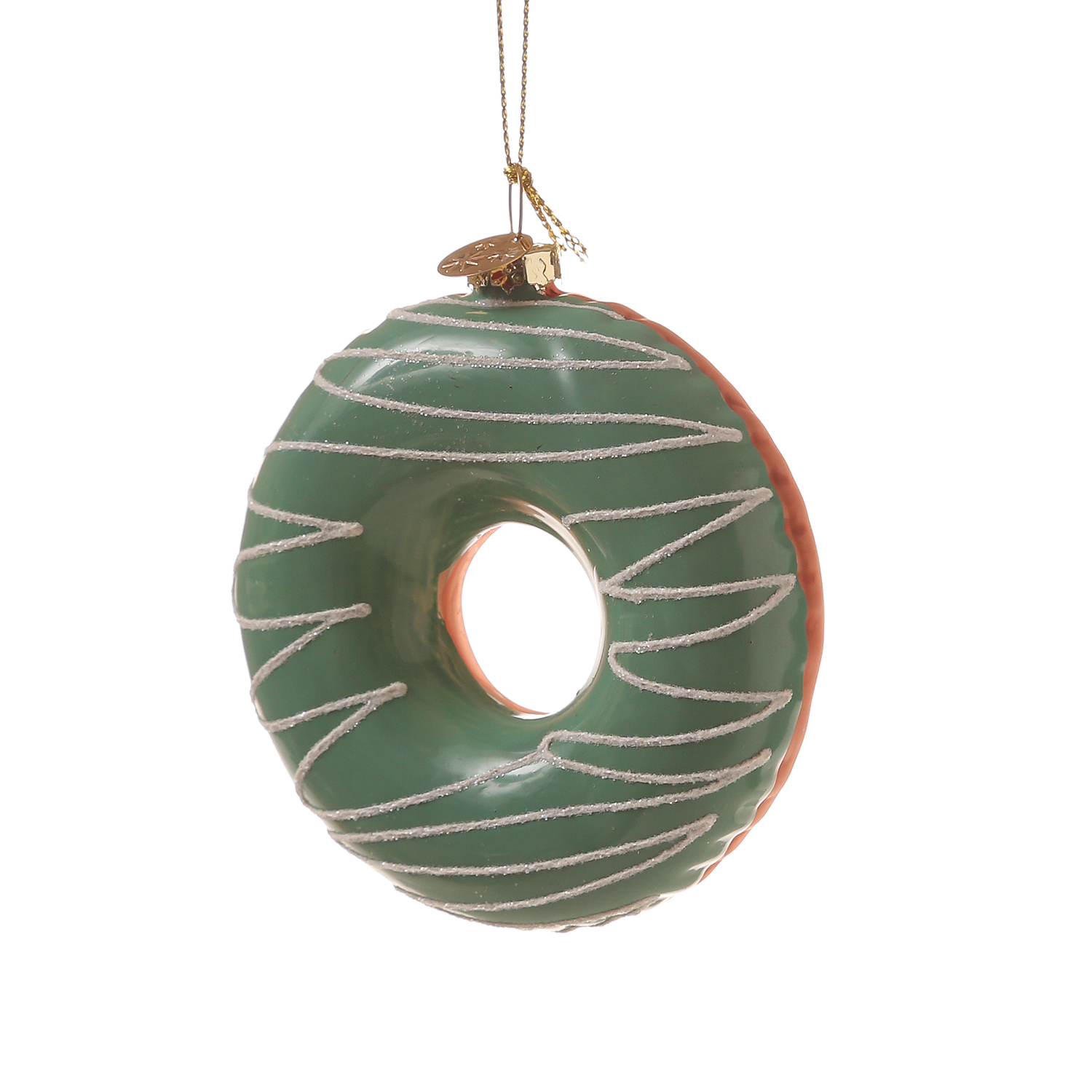 Weihnachtsbaumschmuck DONUTS - Glas - inkl. Aufhänger - mit Verzierung - H: 8,5cm - 4er Set