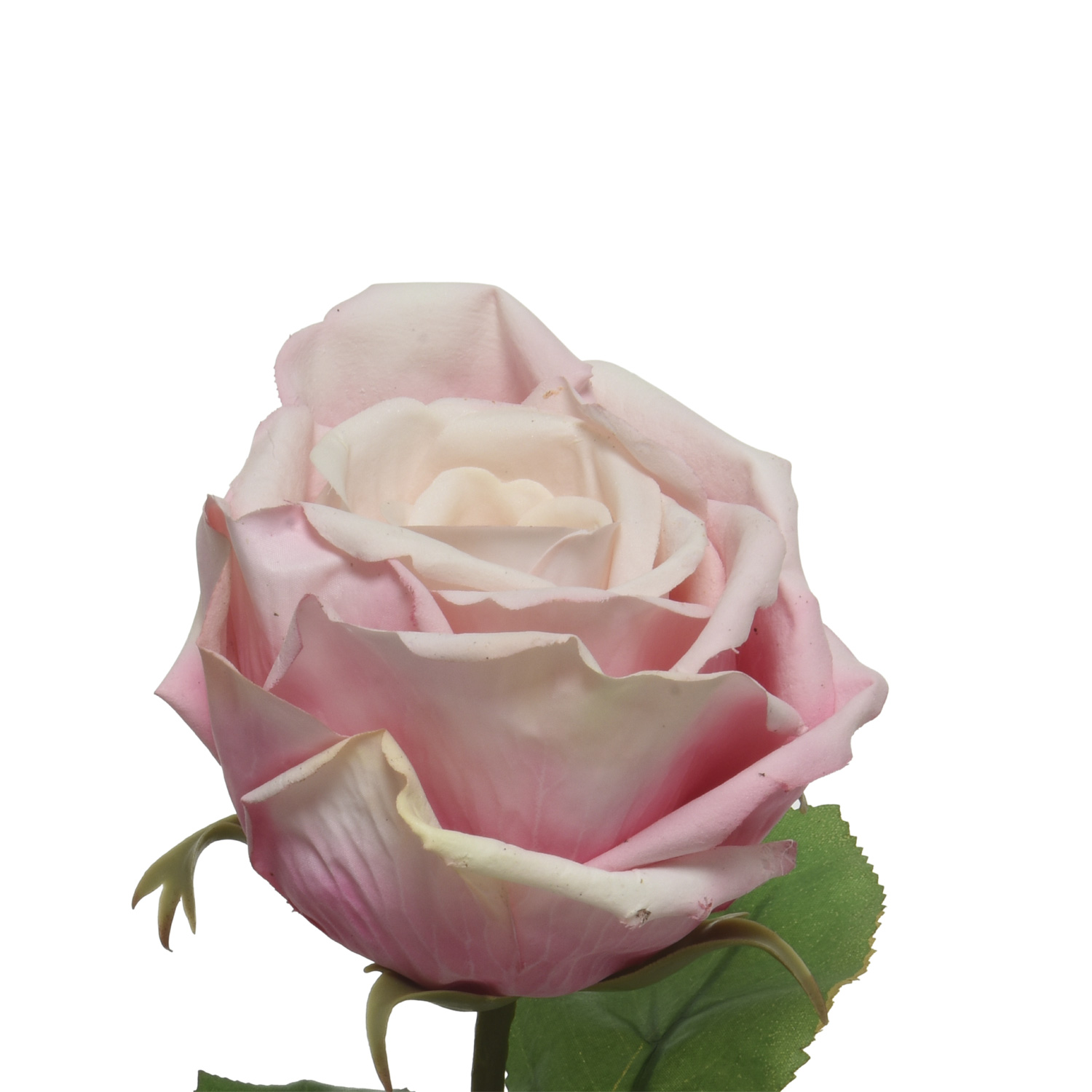 Rose am Stiel - Kunstblume - Real Touch Oberfläche - H: 68cm - rosa