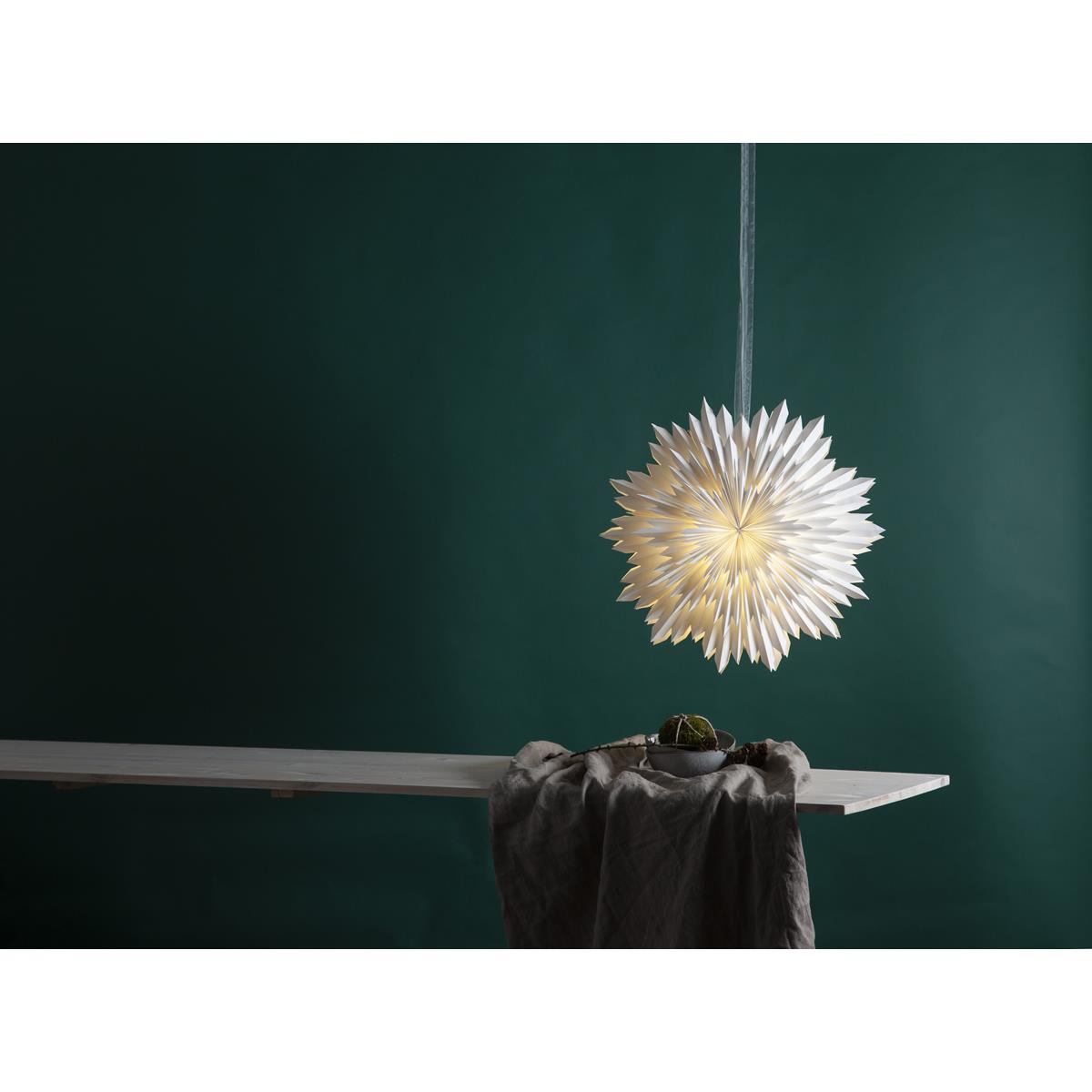 Papierstern - Ice - hängend - D: 50cm - mit Band - zerknittertes Papier - 3 - lagig - weiß