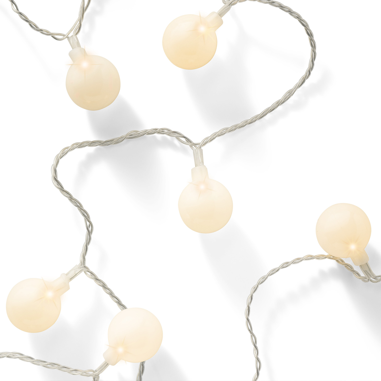 LED Lichterkette BERRY TWINKLE - 60 weiße XL Kugeln - 8 Funktionen - Timer - L:9m - für Außen