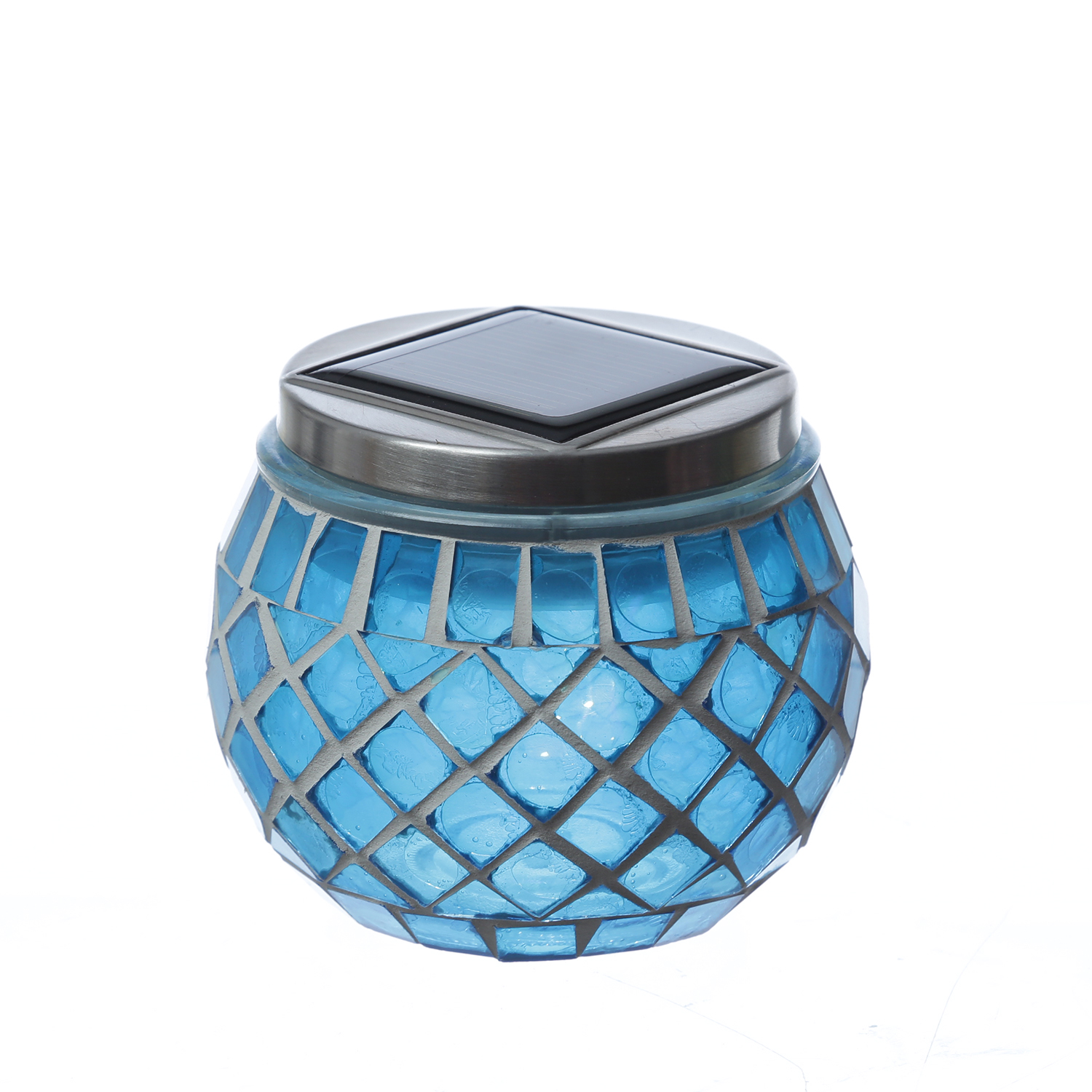 LED Solar Windlichter - Mosaik Solargläser - Lichtsensor - H: 9cm - für Außen - bunt - 4er Set