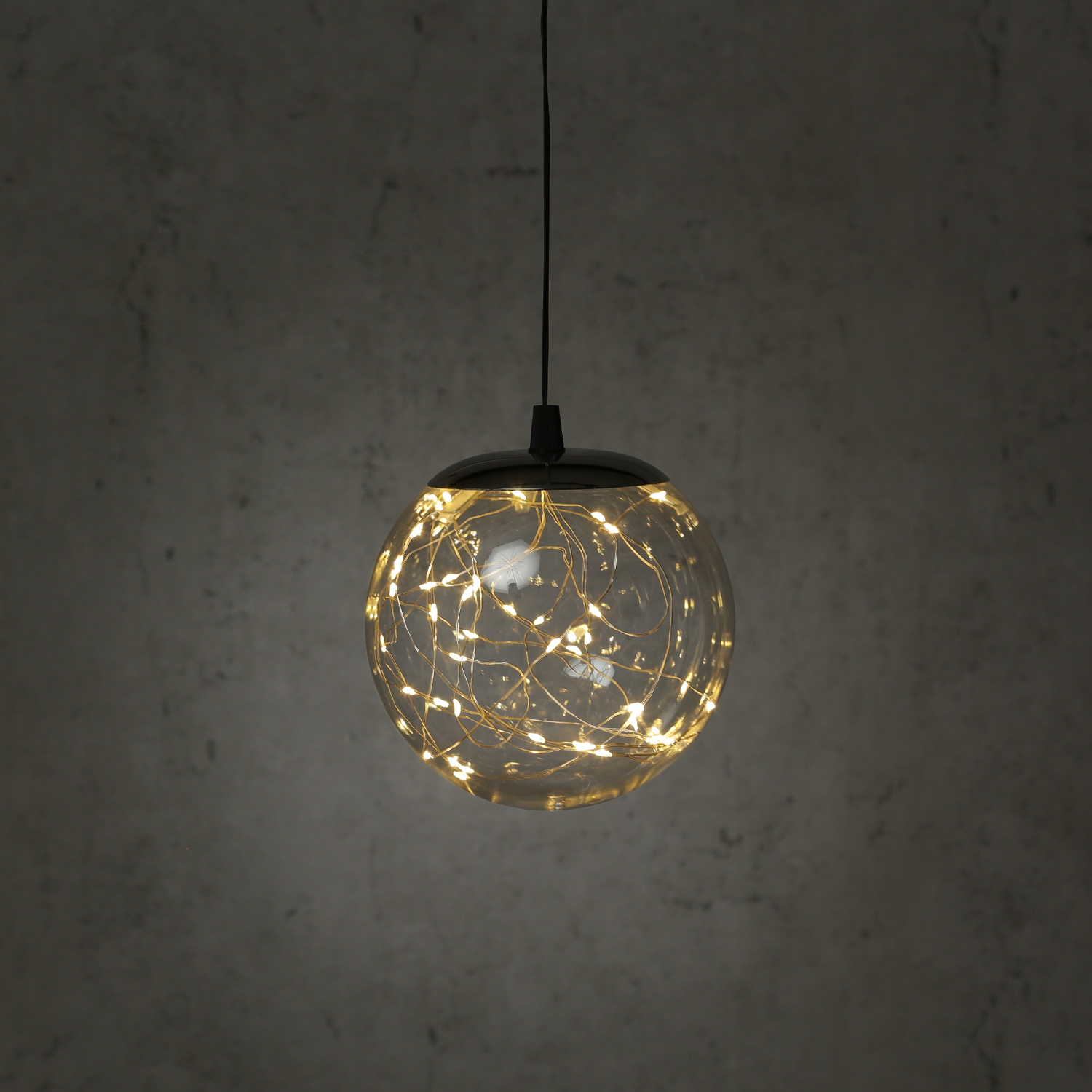 LED Lichterkugel mit Drahtlichterkette - 40 warmweiße LED - Timer - D: 15cm - f. Innen/Außen