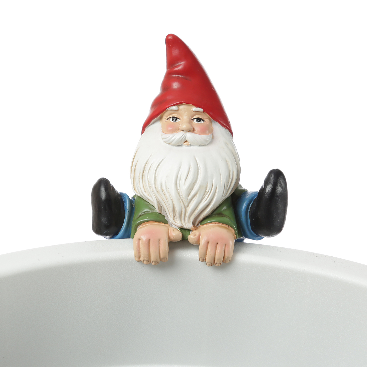 Blumentopfhänger Gartenzwerg - lustige Dekofigur als Topfhänger - Gartenfigur - Polyresin - H: 10cm