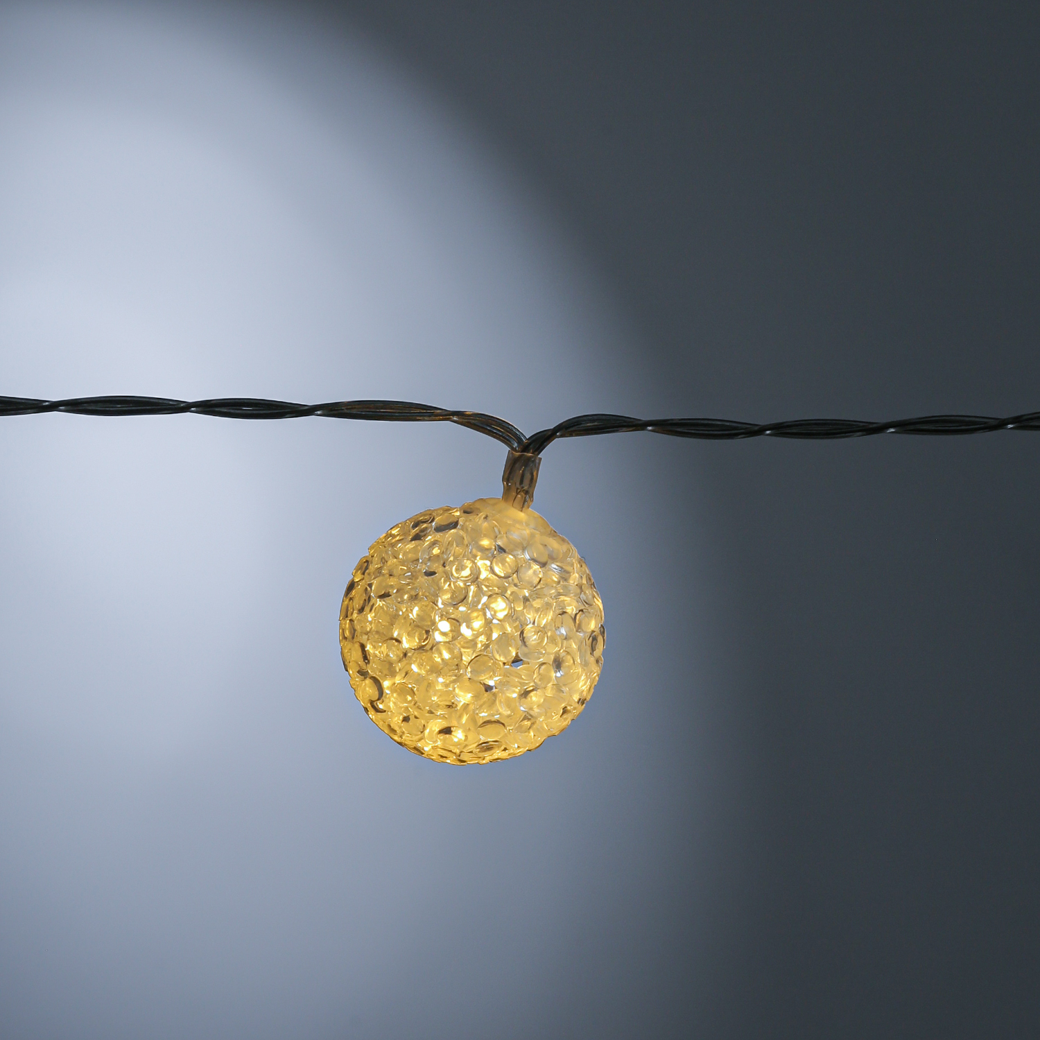 LED Lichterkette Kugeln - Vinyl - 10 warmweiße LED - L: 1,34m - Batterie - transparent