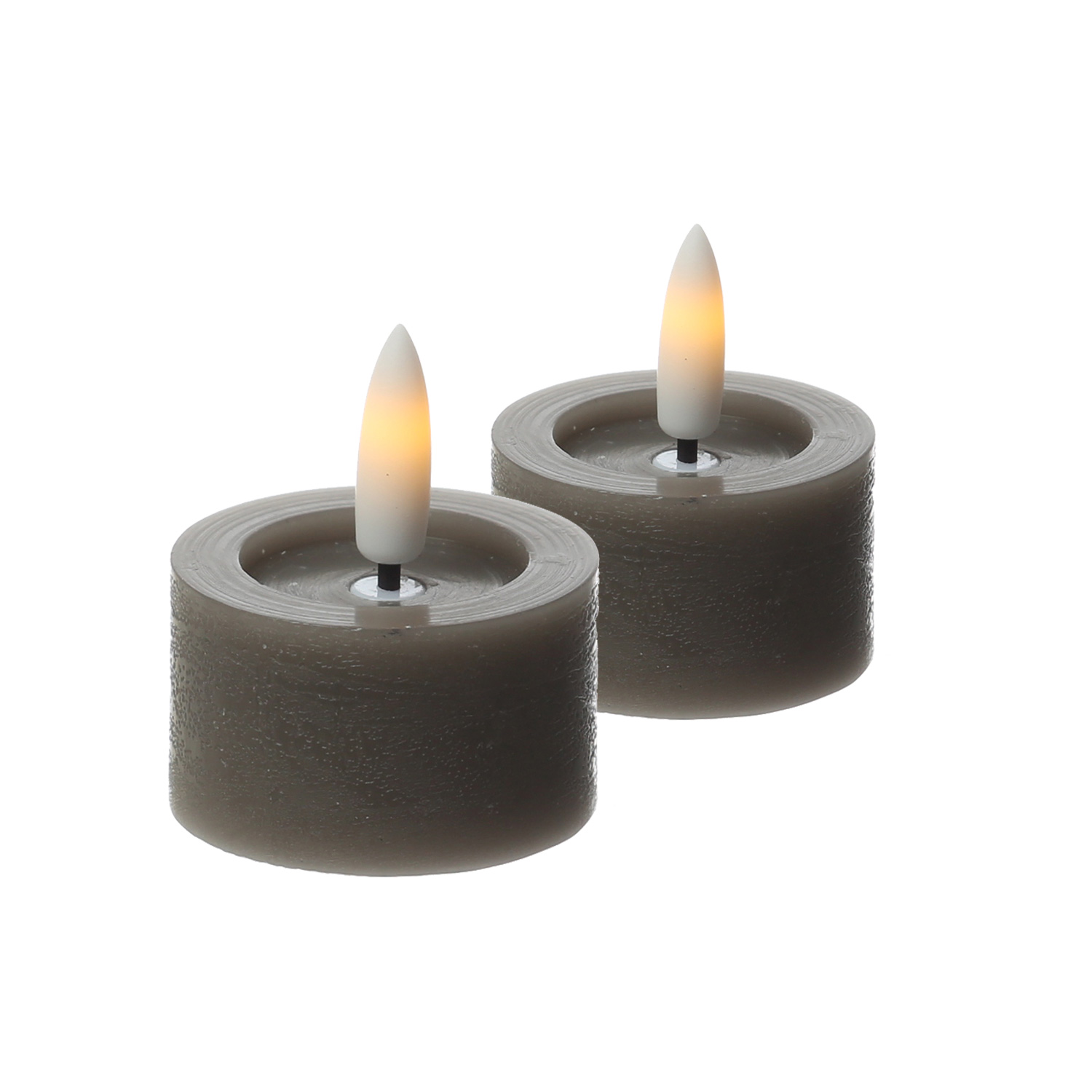 LED Teelichter LINA - Rustik-Optik - Echtwachs - Timer - mit Batterien - D: 4,5cm H: 5cm - 2St.