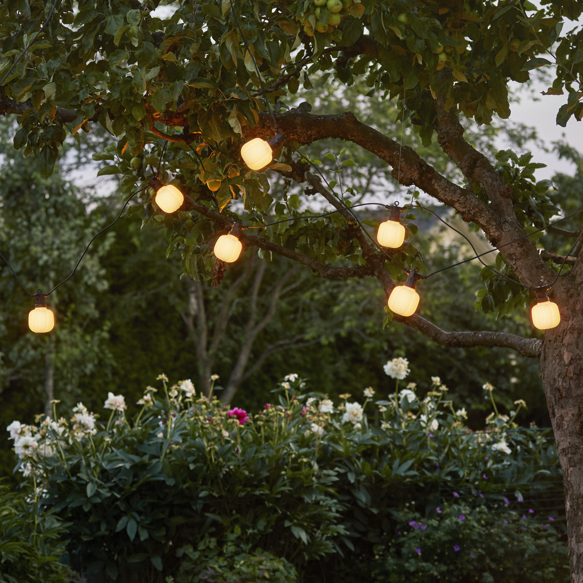 LED Lichterkette "CIRCUS" - 10 matte Kugeln, D: 8cm - warmweiße LED - 5m - inkl. Trafo - outdoor