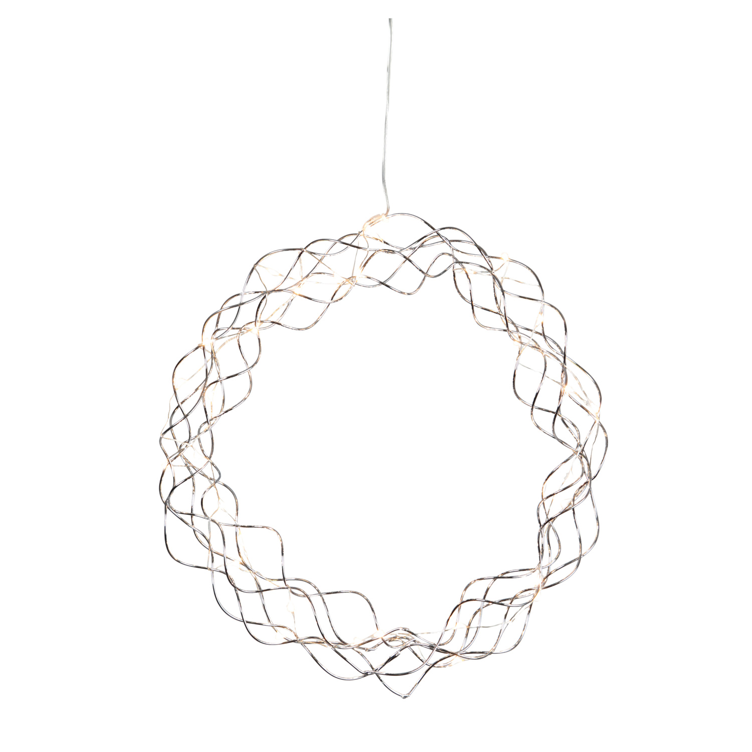 LED-Kranz "Curly" - 30 warmweiße LED - D: 30cm - Material: Metall - silber