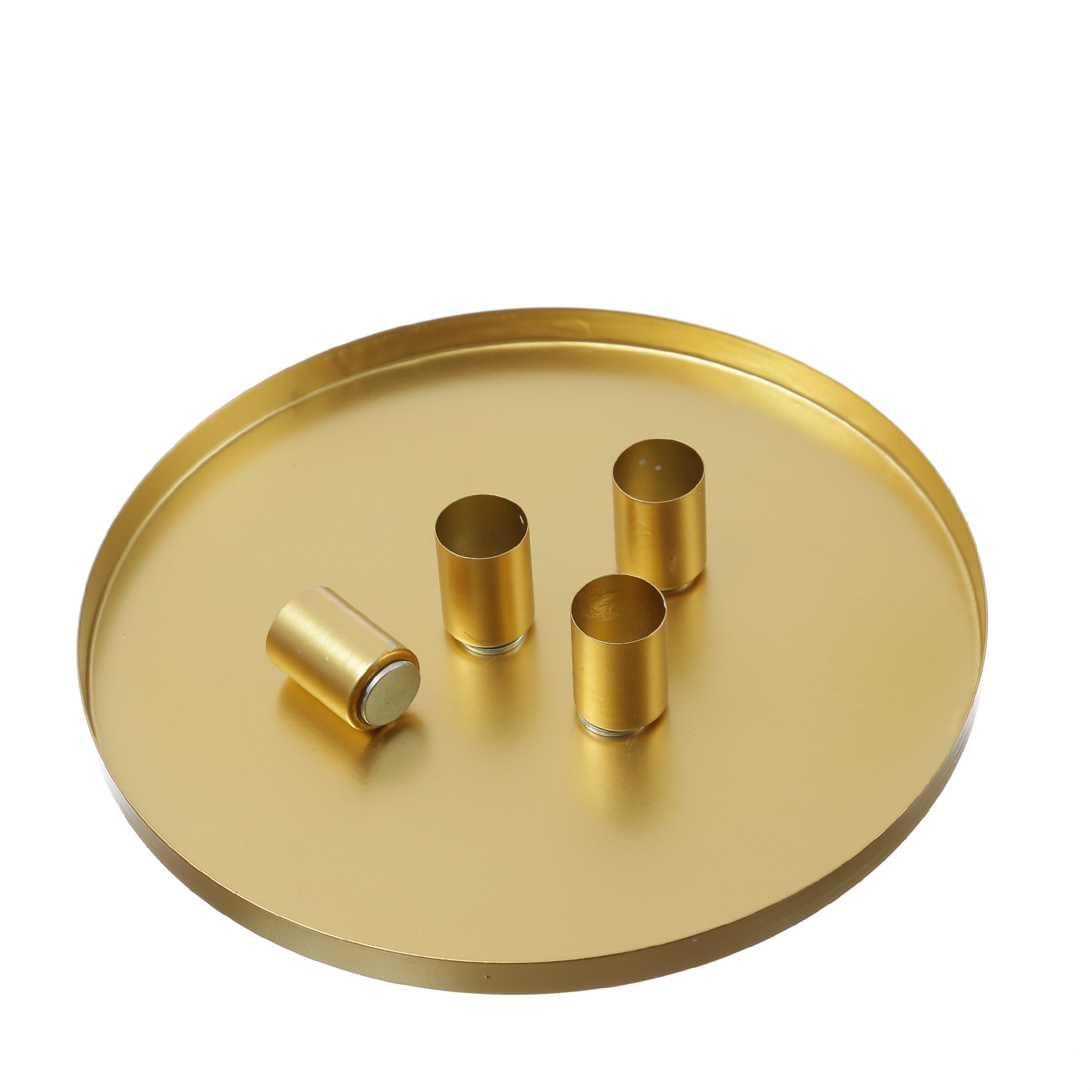 Stabkerzenhalter magnetisch - Kerzenständer für 4 Stabkerzen - Kerzentablett - D: 25cm - gold