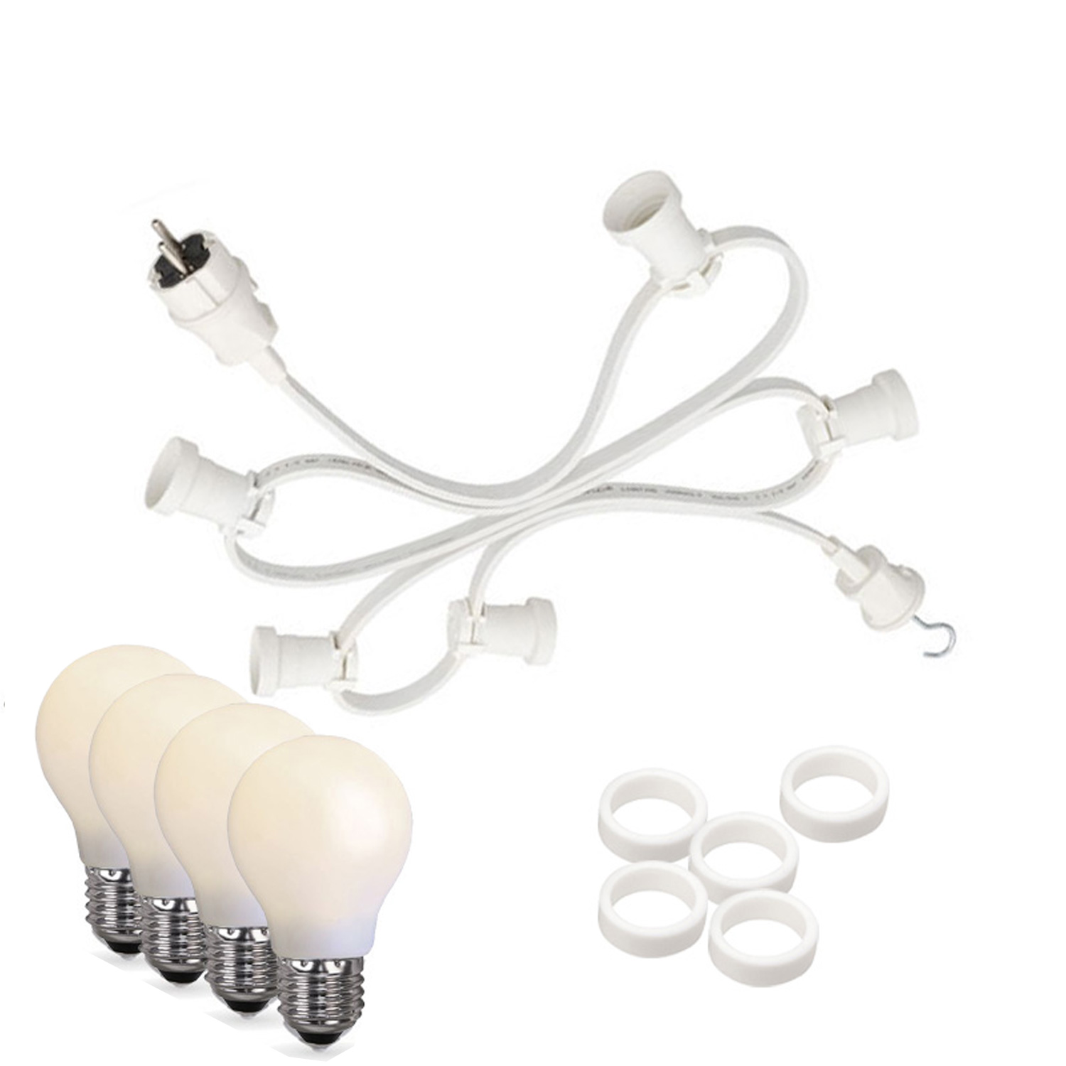 Illu-/Partylichterkette 10m - Außenlichterkette weiß - Made in Germany - 30 opale LED Tropfenlampen