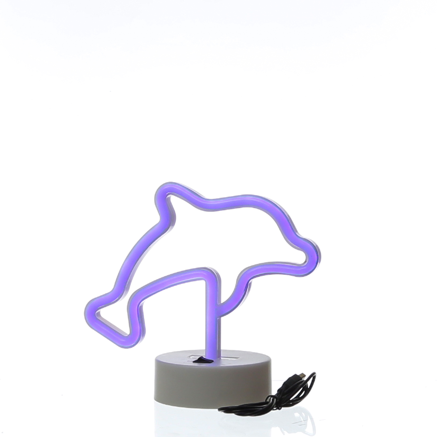 LED NEON Figur DELFIN - Neon Schild - H: 19cm - Batterie oder USB Betrieb - stehend - blau