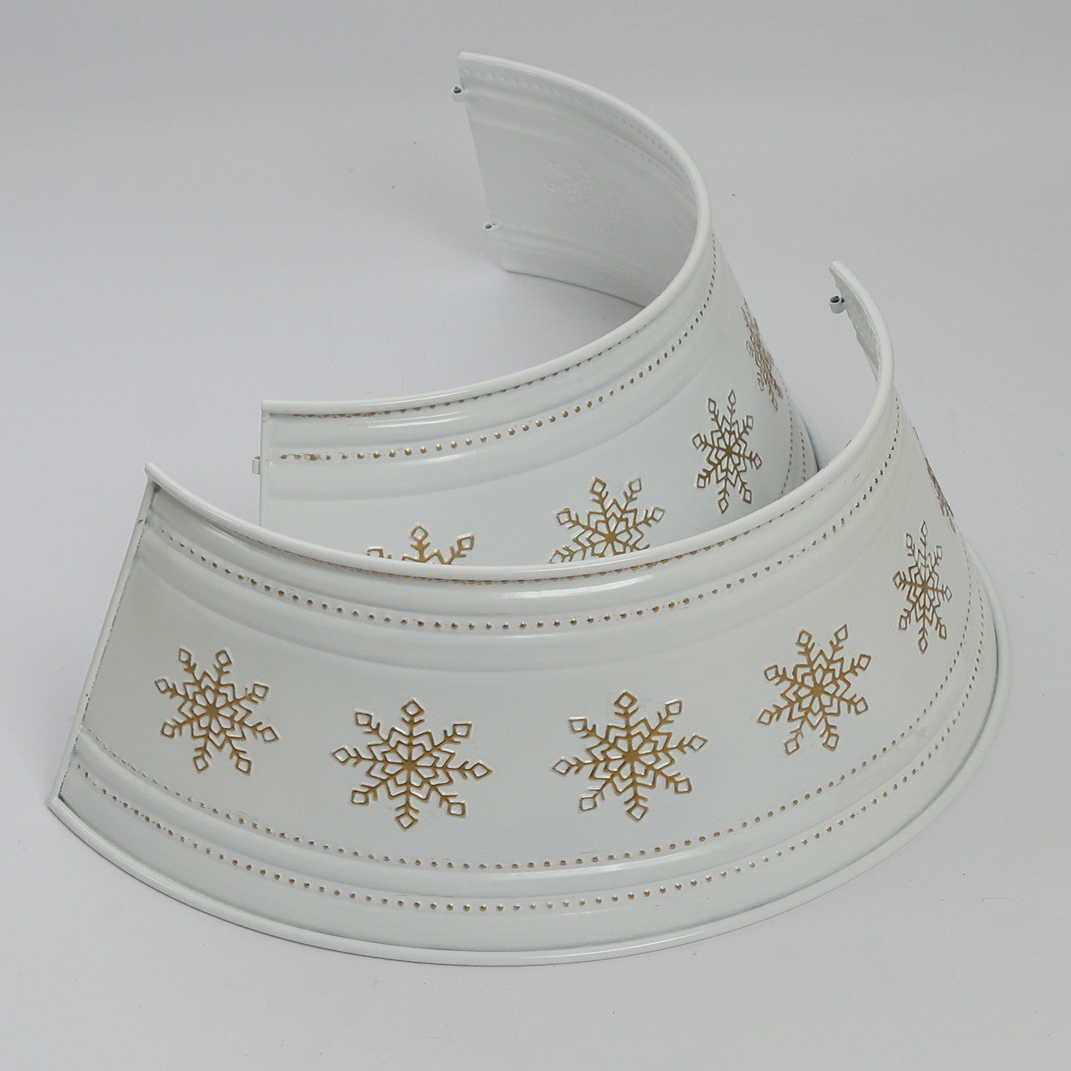 Weihnachtsbaumrock mit Schneeflocken - Abdeckung für Baumständer - D: 70cm - 2-teilig - weiß, gold