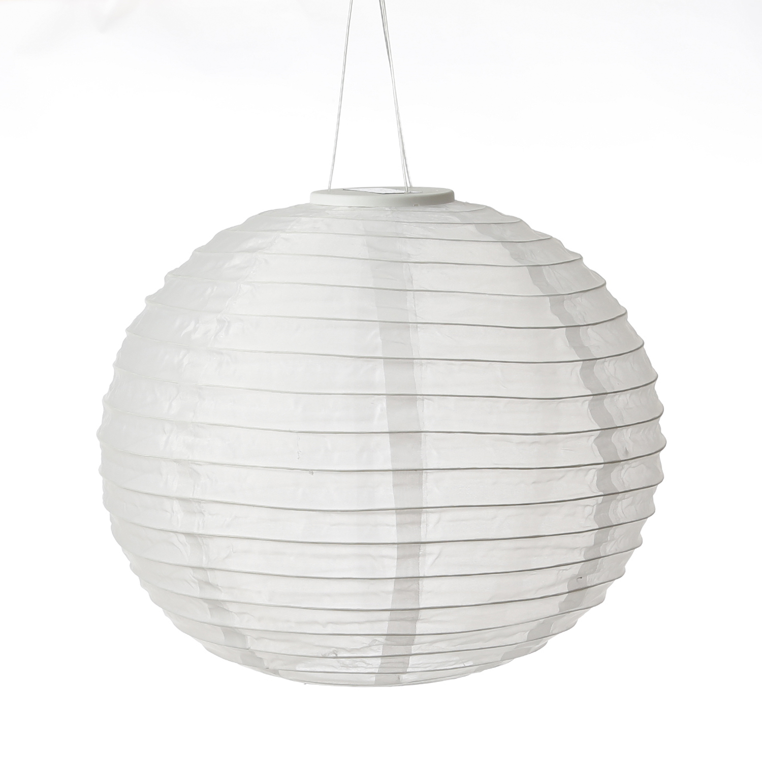 LED Solar Lampion - 1 warmweiße LED - H: 35cm - D: 40cm - Lichtsensor - weiß