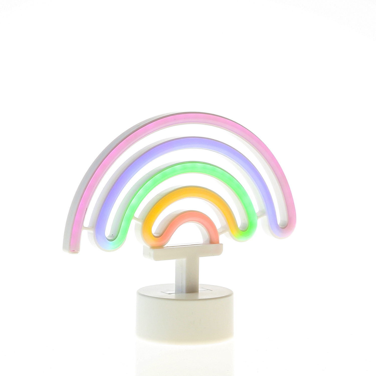 LED NEON Figur REGENBOGEN - Dekoleuchte - H: 19cm - Batterie oder USB Betrieb - stehend - bunt