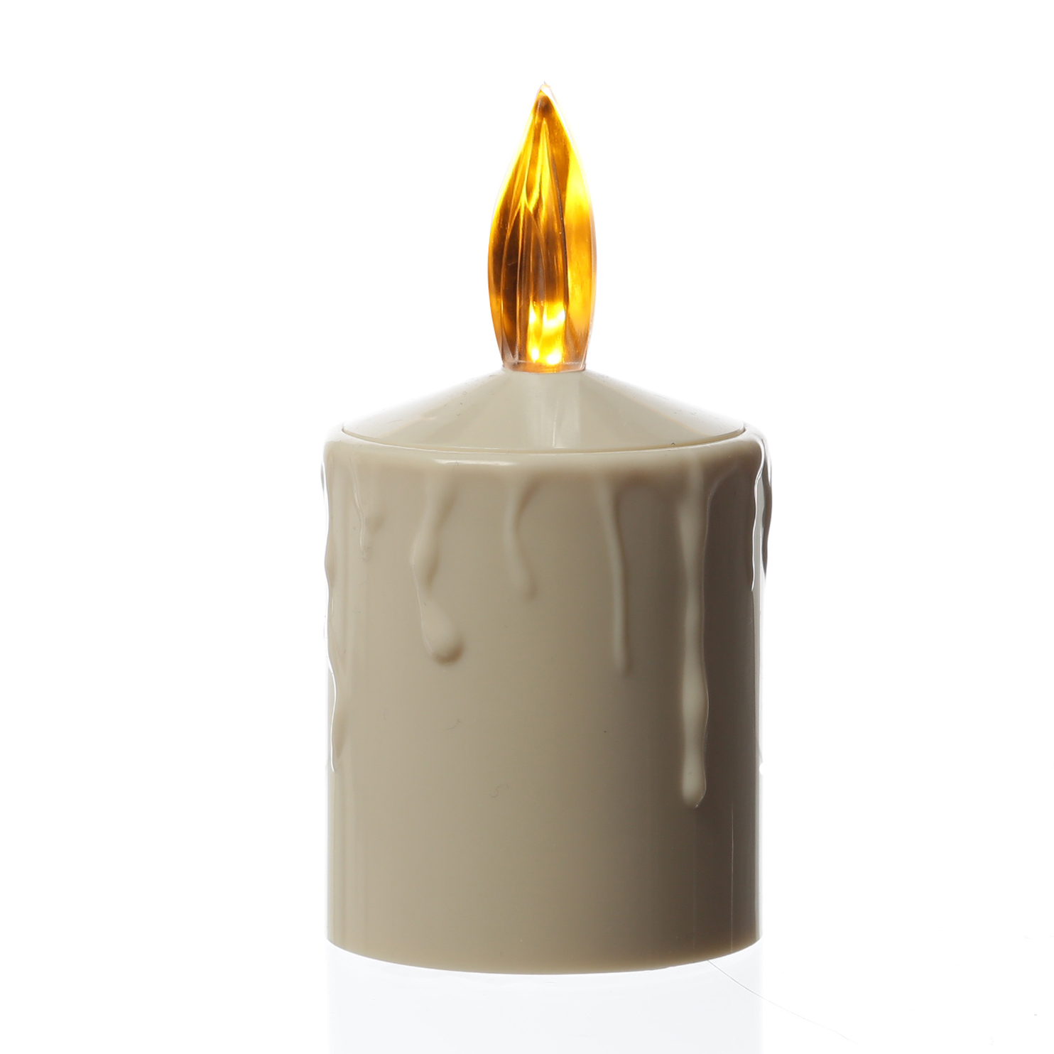 LED Kerzen - Grabkerze - Grablicht - H: 11,5cm/D: 6cm - Sensor - bis 500h - beige - 2er Set