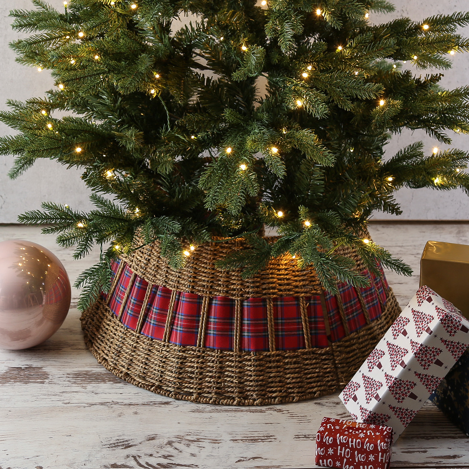 Weihnachtsbaumrock aus Holz - Abdeckung für Baumständer - D: 70cm - faltbar