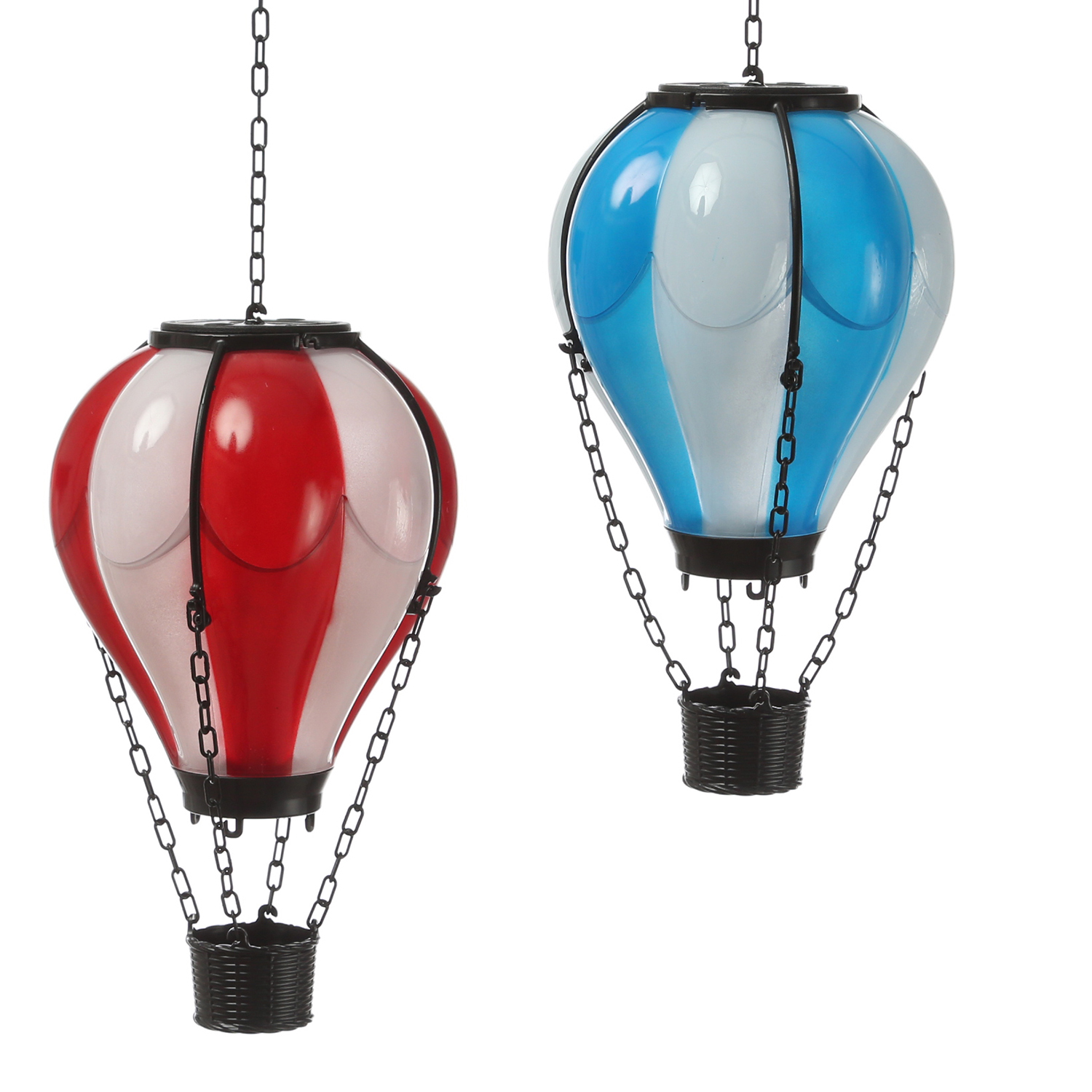 LED Solar Ballon - Heißluftballon mit Flammeneffekt - hängend - H: 25cm - Lichtsensor