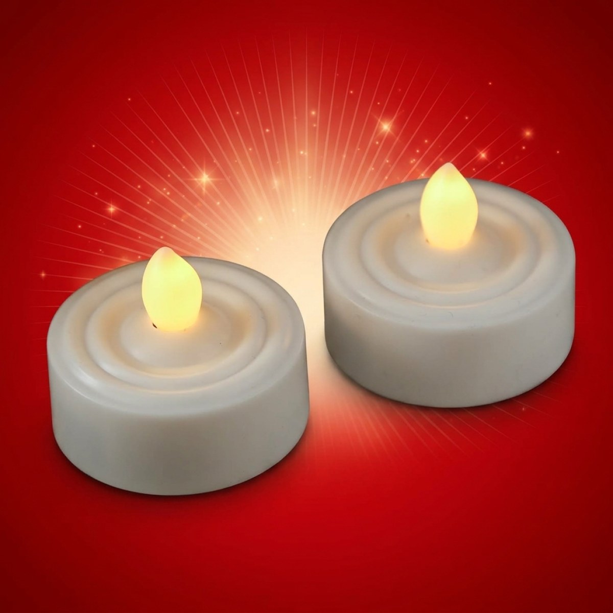 LED Teelichter - warmweiß flackernde Flamme - inkl. Batterien - Timer - D: 3,6cm - weiß - 2er Set