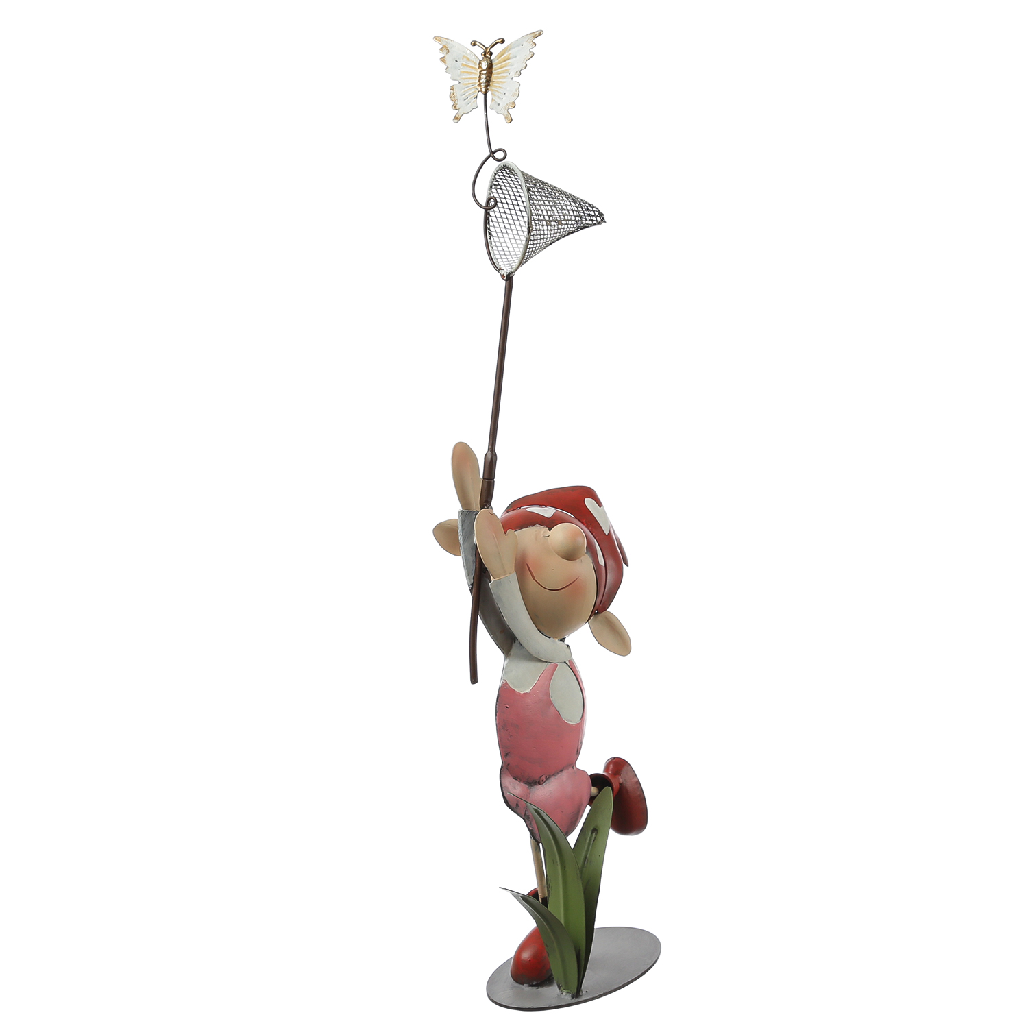 Gartenfigur Lili - Mädchen mit Schmetterlingsfänger - Dekofigur - Metall  - H: 50cm
