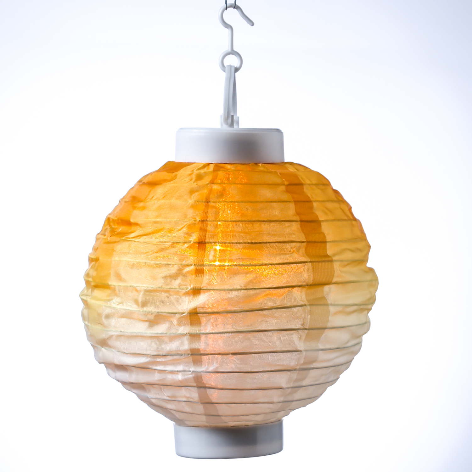 LED Solar Lampion - Flammeneffekt - 12 warmweiße LED - H: 23cm - D: 20cm - Lichtsensor - gelb