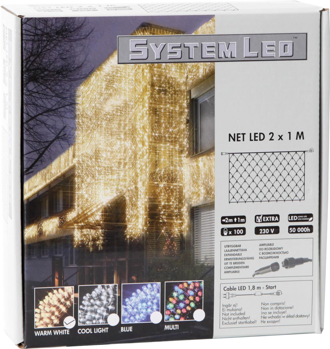 System LED Black | Lichtnetz | koppelbar | exkl. Trafo | 2.00m x 1.00m | 100x Warmweiß