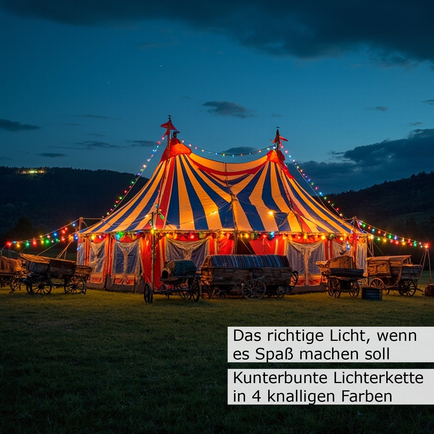 Illu-/Partylichterkette 30m - Außenlichterkette schwarz - Made in Germany 30x bunte LED Tropfenlampe Illu-/Partylichterkette 30m - Außenlichterkette schwarz - Made in Germany 30x bunte LED Tropfenlampe