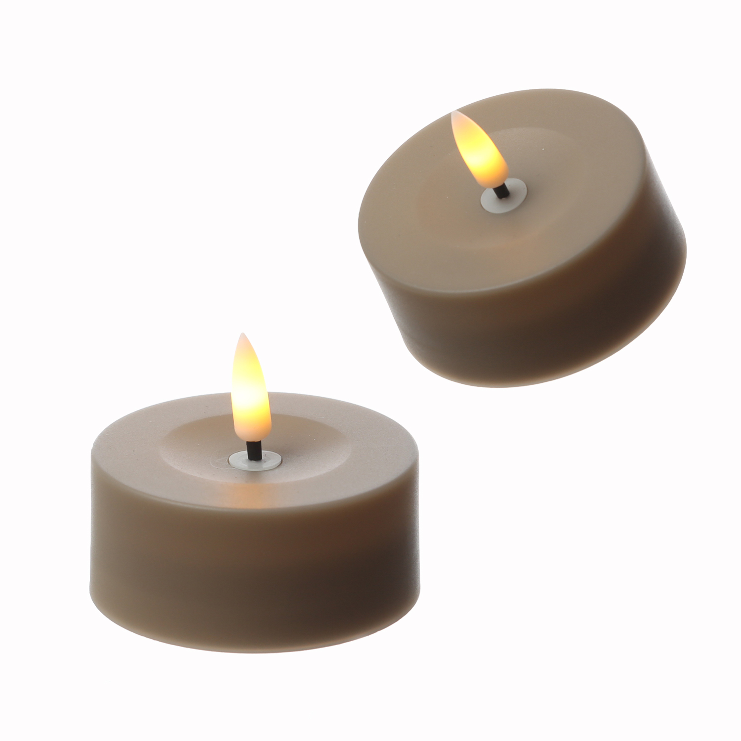 LED Solar Maxi Teelichter - XL Outdoor Teelichter - D: 7cm - Lichtsensor - grau - 2er Set