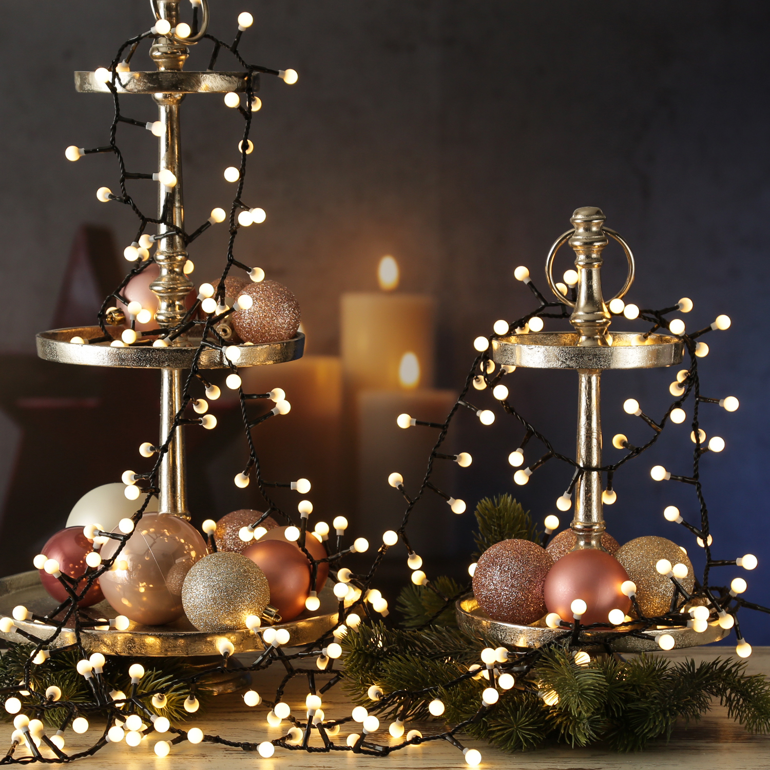 LED Lichterkette BERRY TWINKLE - 500 warmweiße opale Kugeln - 8 Funktionen - L: 11m - für Außen