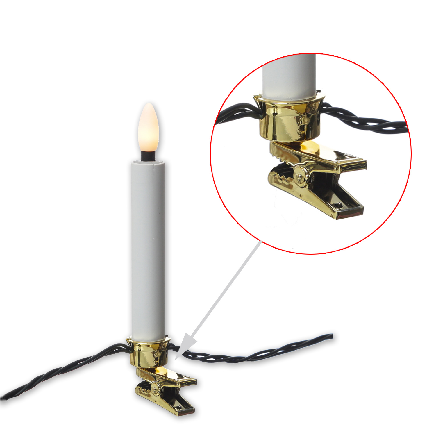 LED Kerzenlichterkette - 20 Christbaumkerzen - Weihnachtsbaumlichterkette - L: 9,5m - Innen/Außen