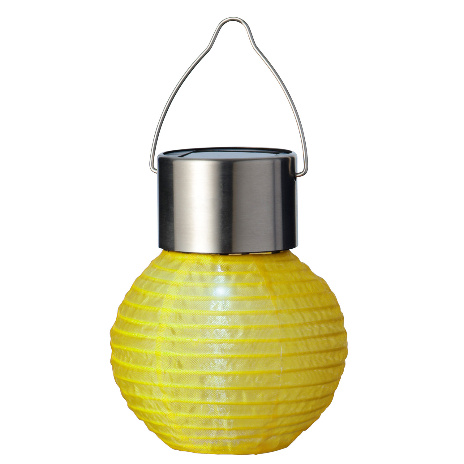 LED Solar Mini Lampion - kaltweiße LED - H: 9,5cm - D: 7cm - Lichtsensor - gelb