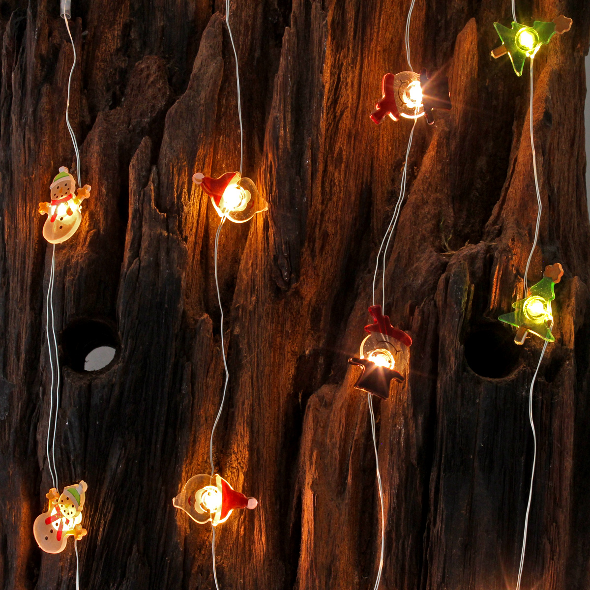 LED Drahtlichterkette "Santa" - 20 warmweiße LED - silberner Draht - L: 1,9m - Batteriebetrieb
